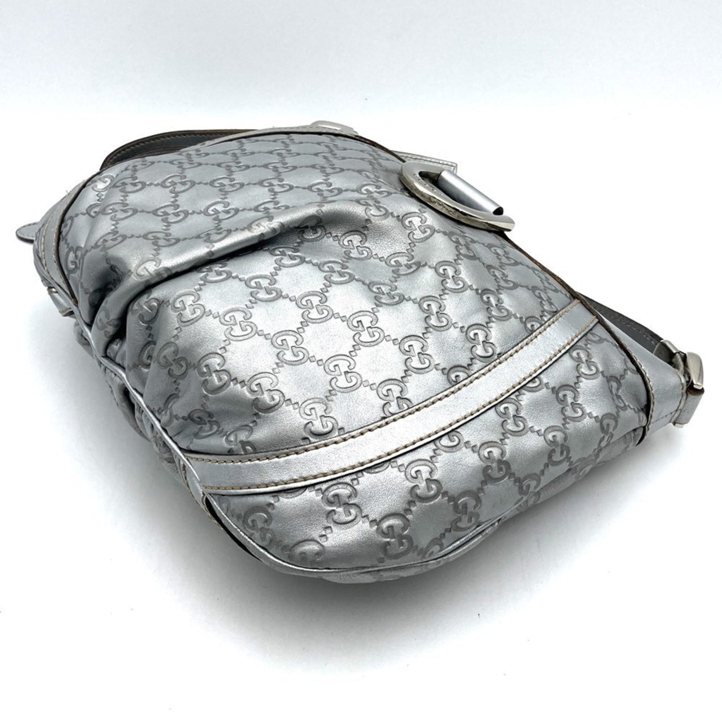 Gucci Abbey Silver Leather Shoulder Bag