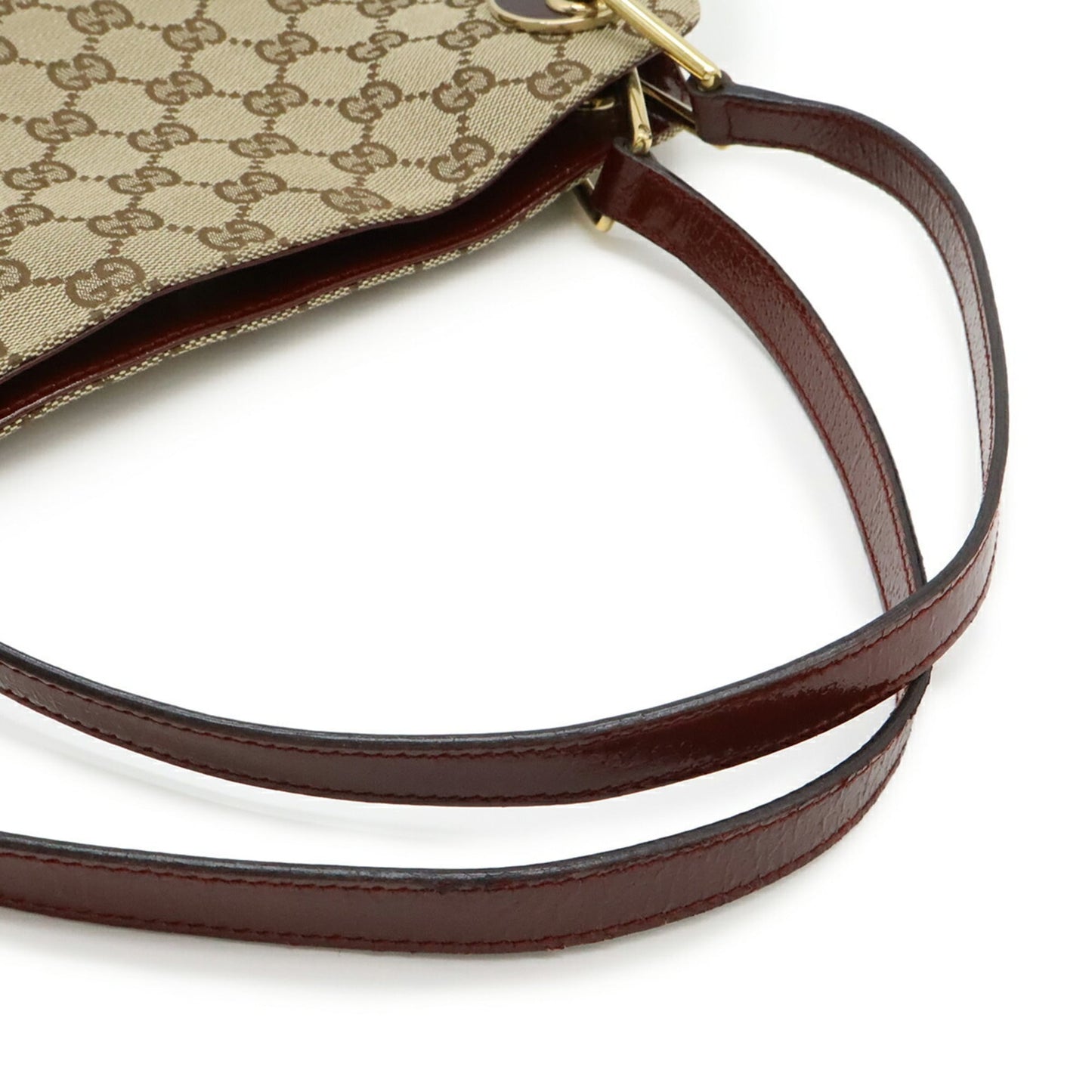 Gucci Beige Bordeaux Canvas Leather Shoulder Bag Tote Bag