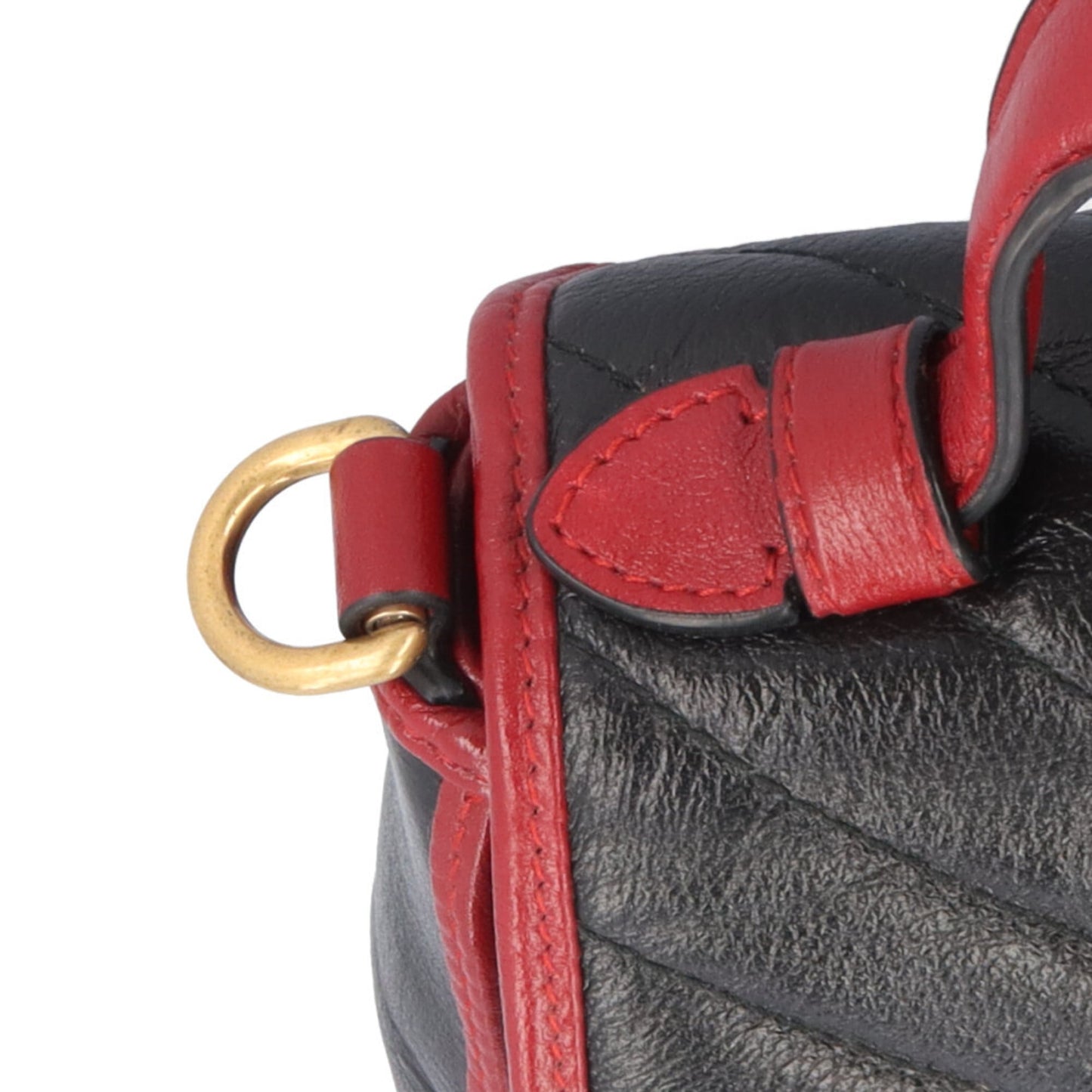 Gucci Gg Marmont Black Red Color Leather Shoulder Bag