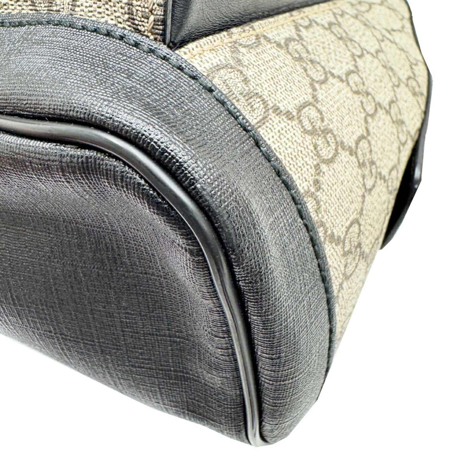 Gucci Beige Black Gg Supreme Leather Backpack