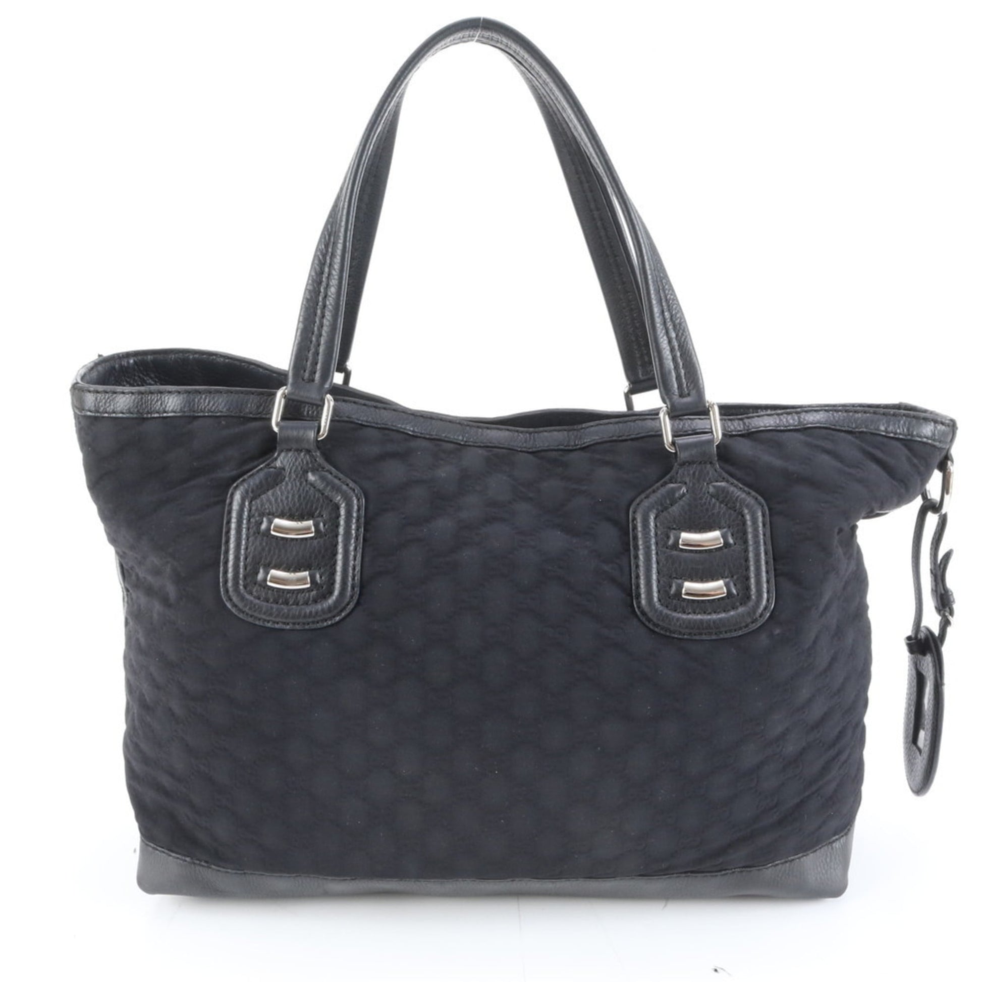 Gucci Black Leather Nylon Tote Bag