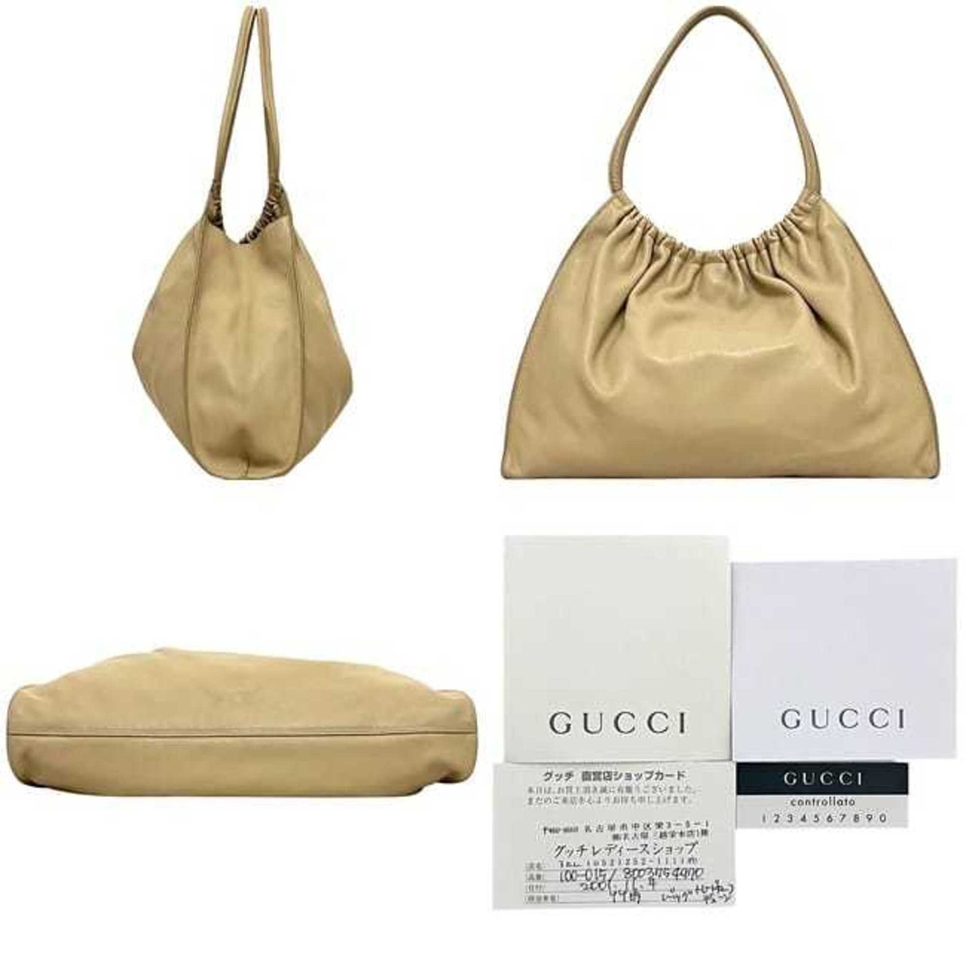 Gucci Beige Leather Tote Bag