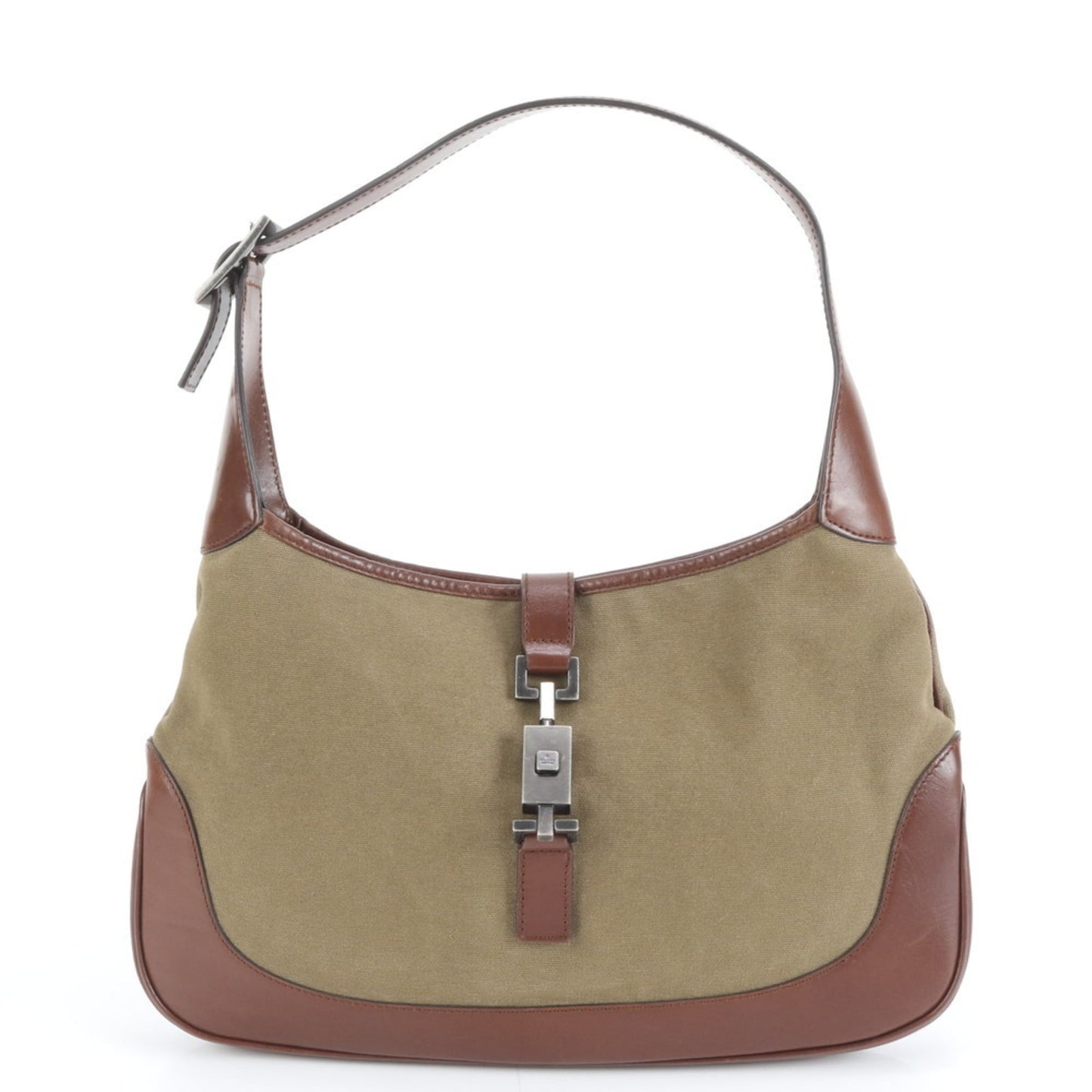 Gucci Brown Leather Canvas Shoulder Bag