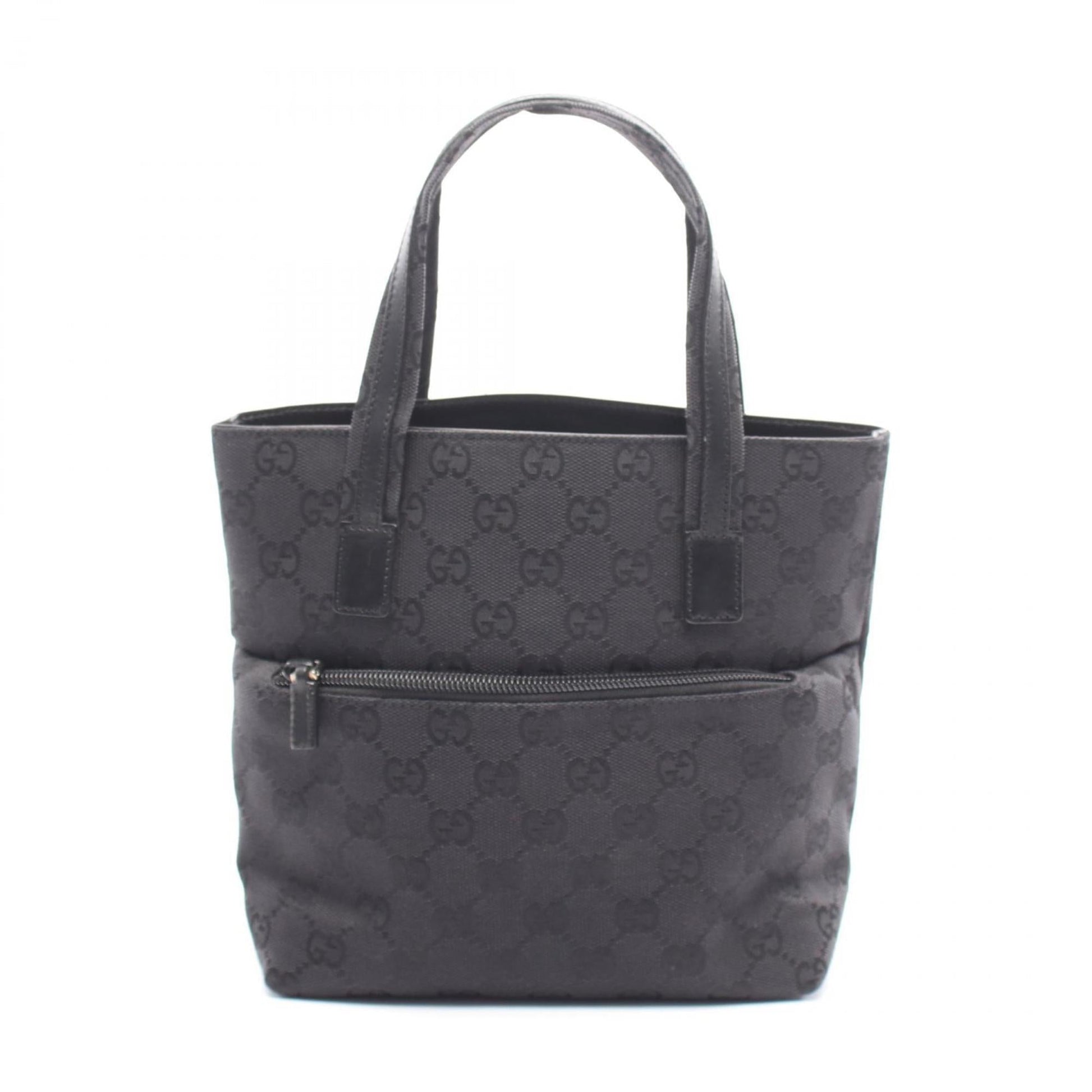 Gucci Gg Canvas Black Gg Canvas Leather Handbag