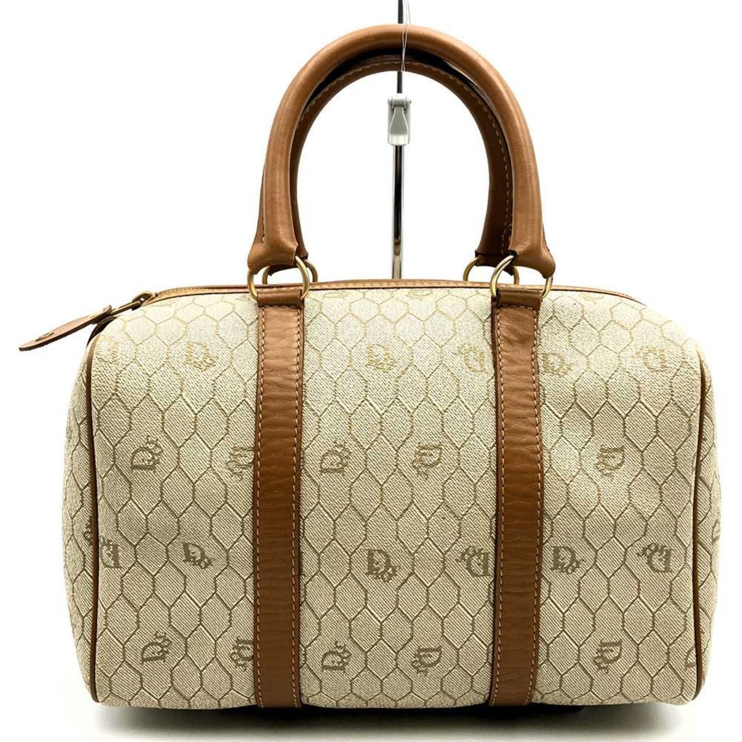 Dior Handbag Christian Pvc Brown Beige Multicolor