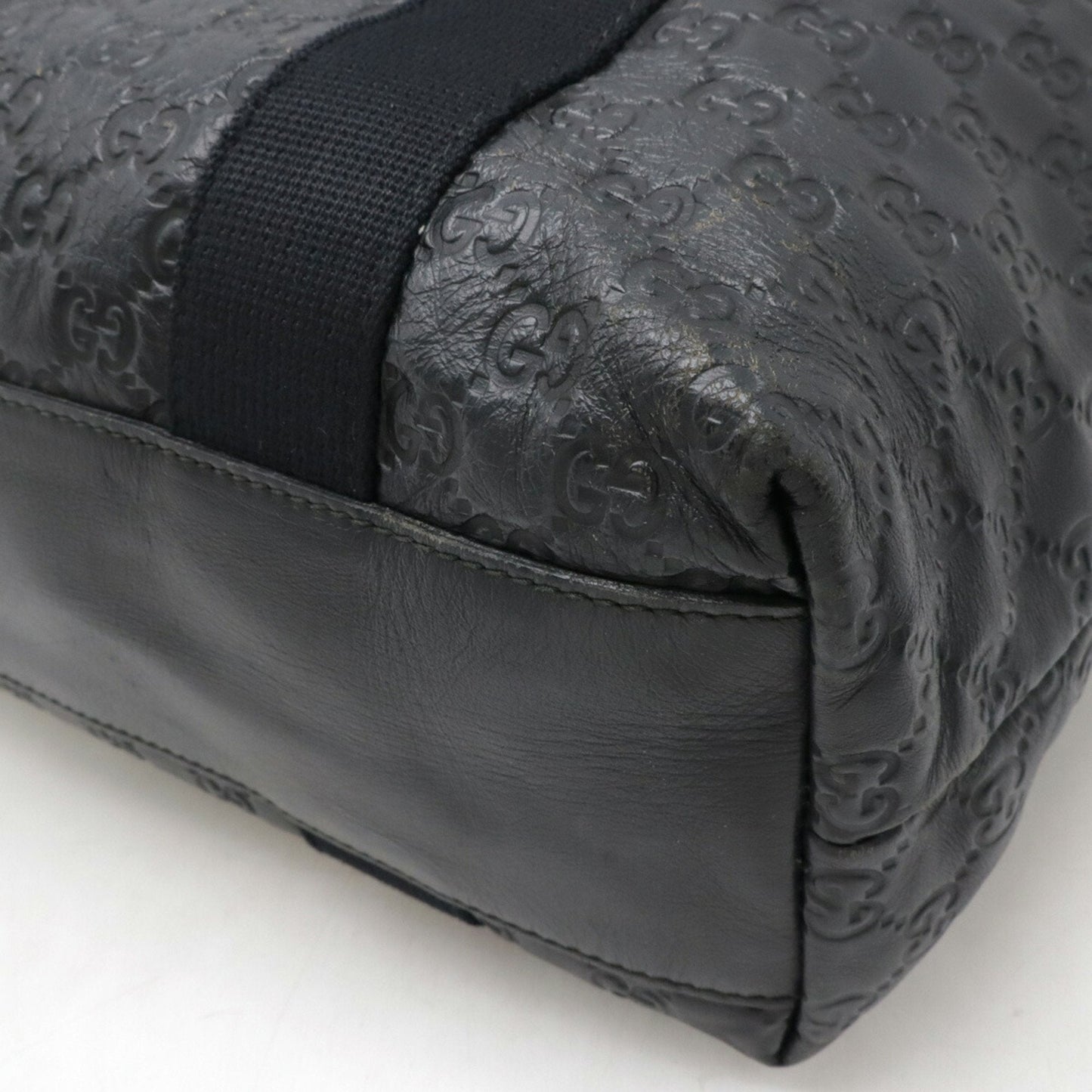 Gucci Black Rubber Leather Shoulder Bag Tote Bag