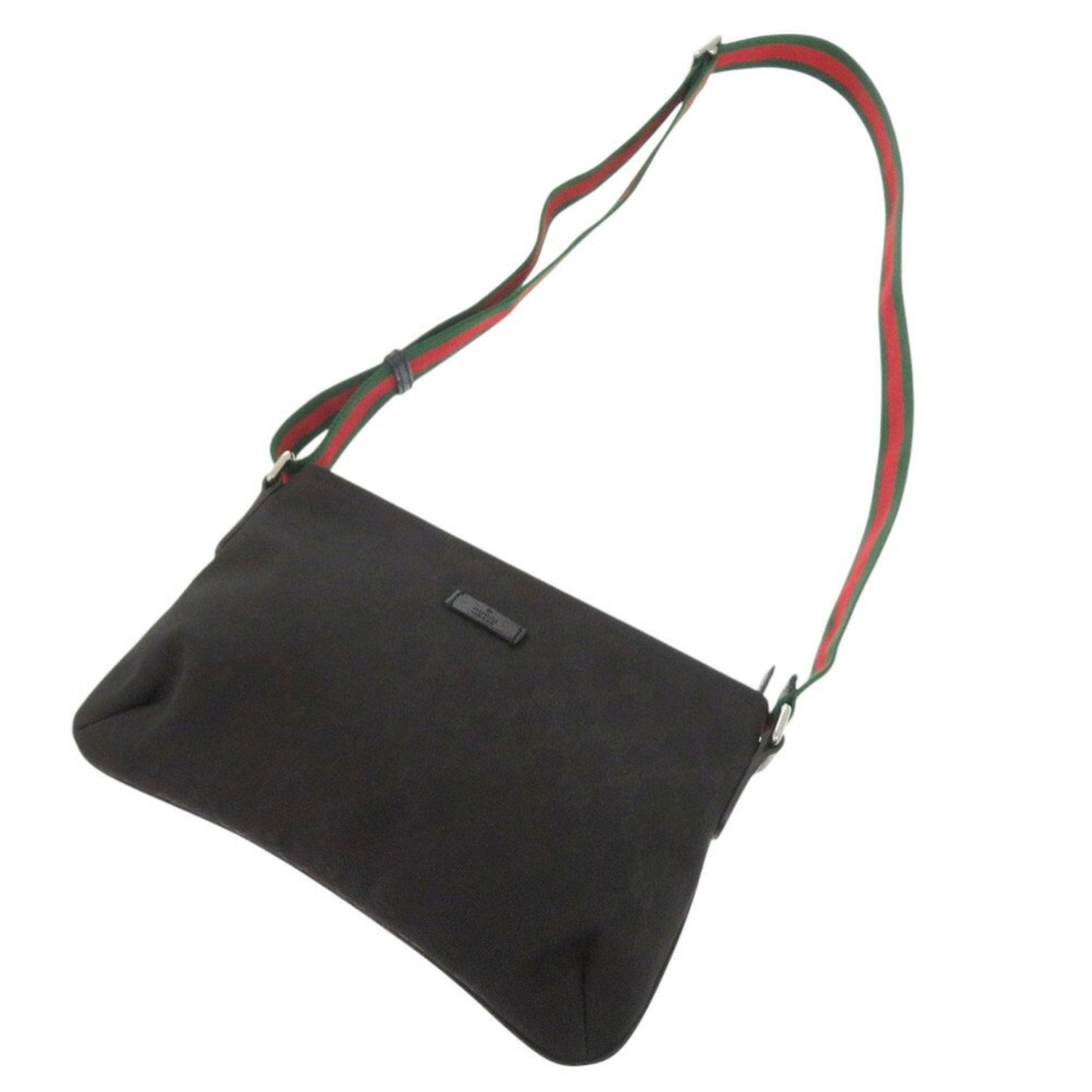 Gucci Black Green Red Color Gg Canvas Leather Shoulder Bag