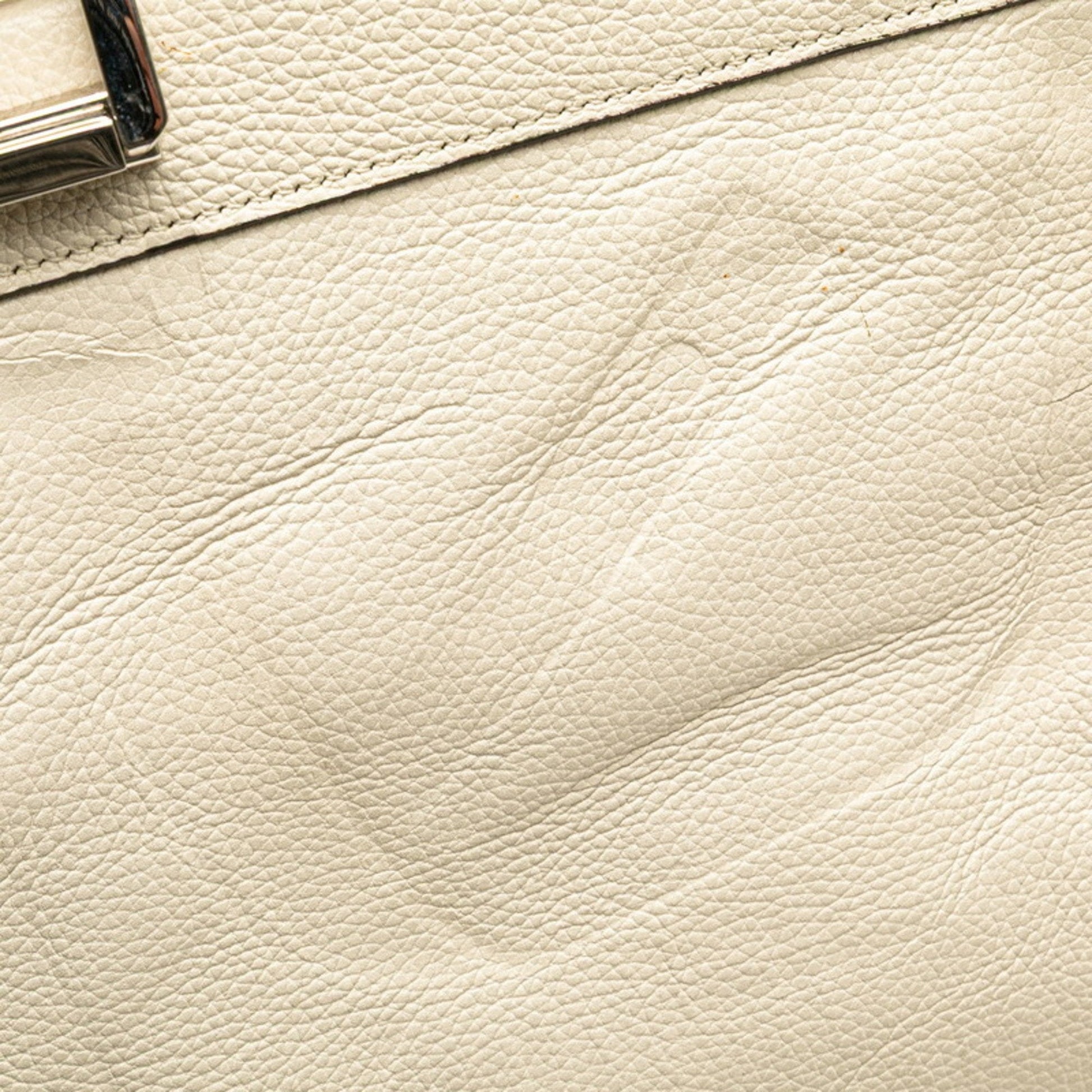 Gucci Gold Silver White Leather Handbag Shoulder Bag