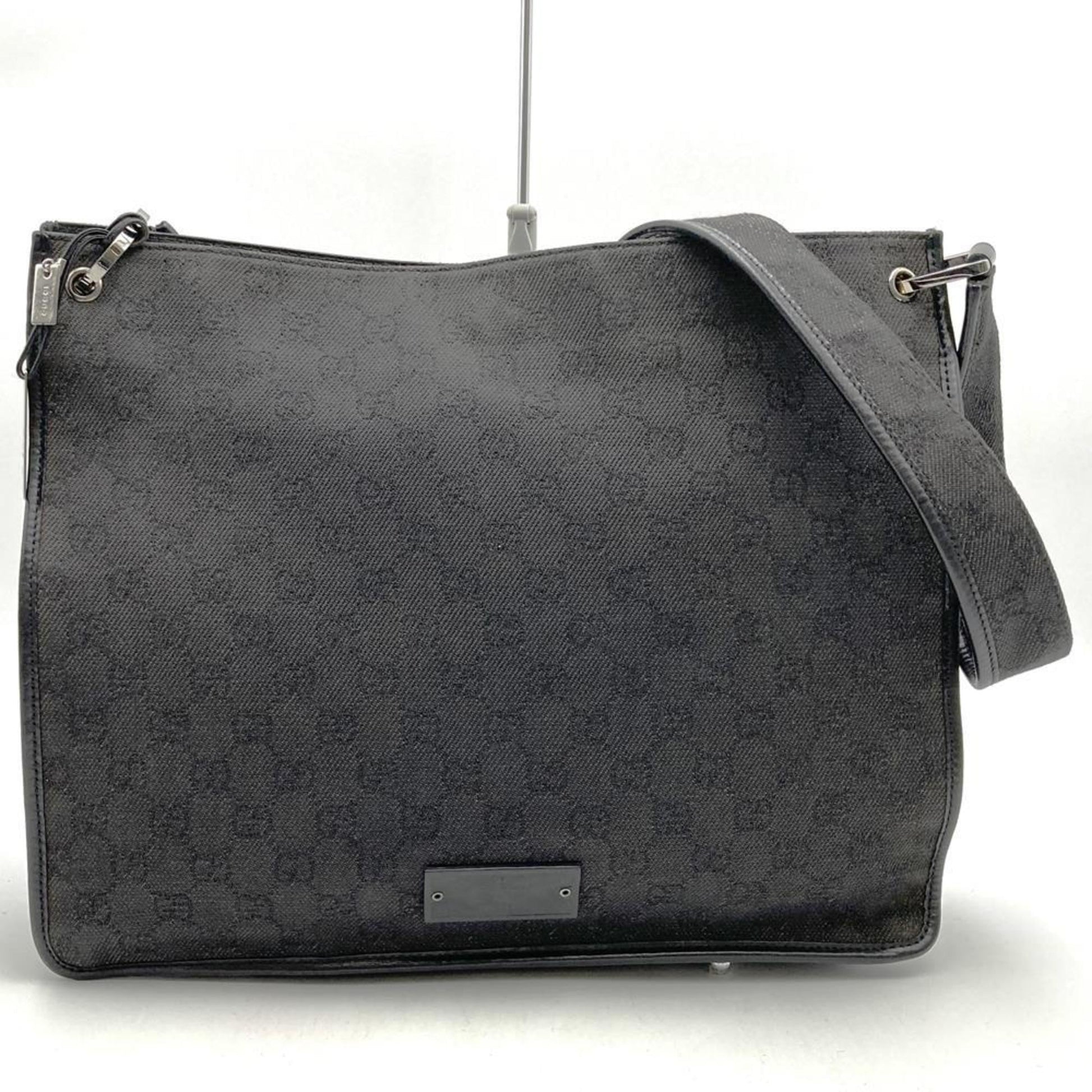 Gucci Black Denim Leather Shoulder Bag