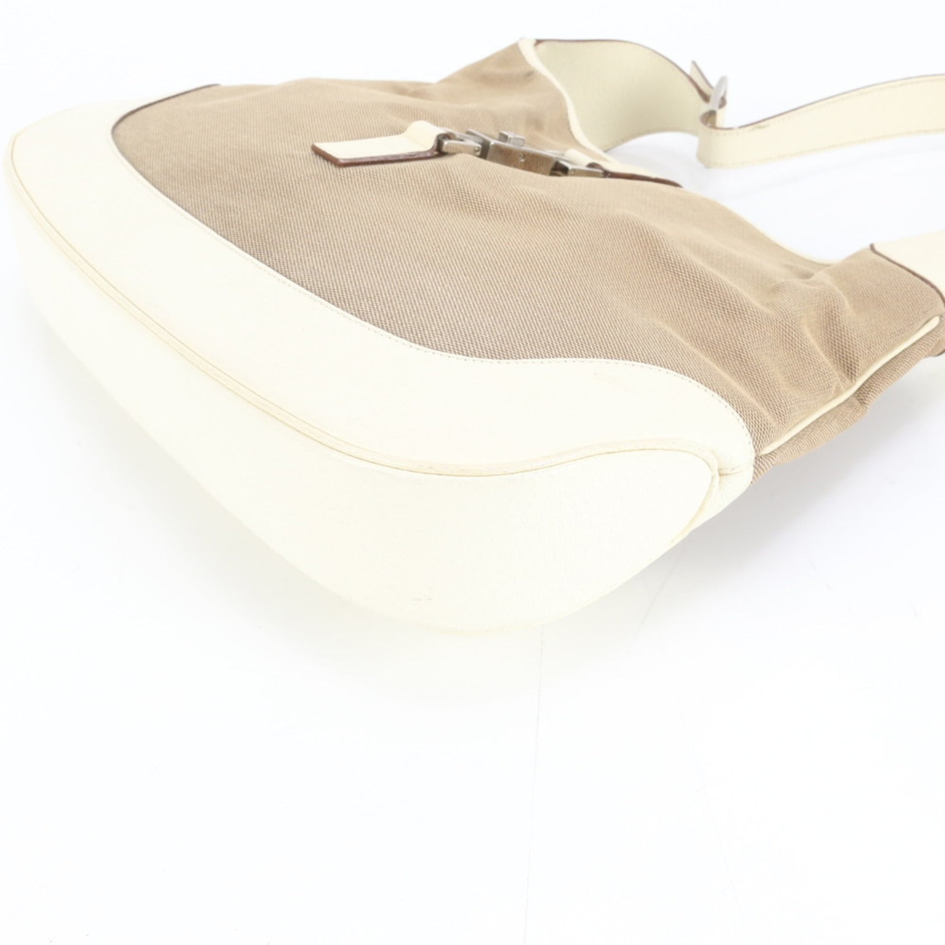 Gucci Beige Leather Canvas Shoulder Bag