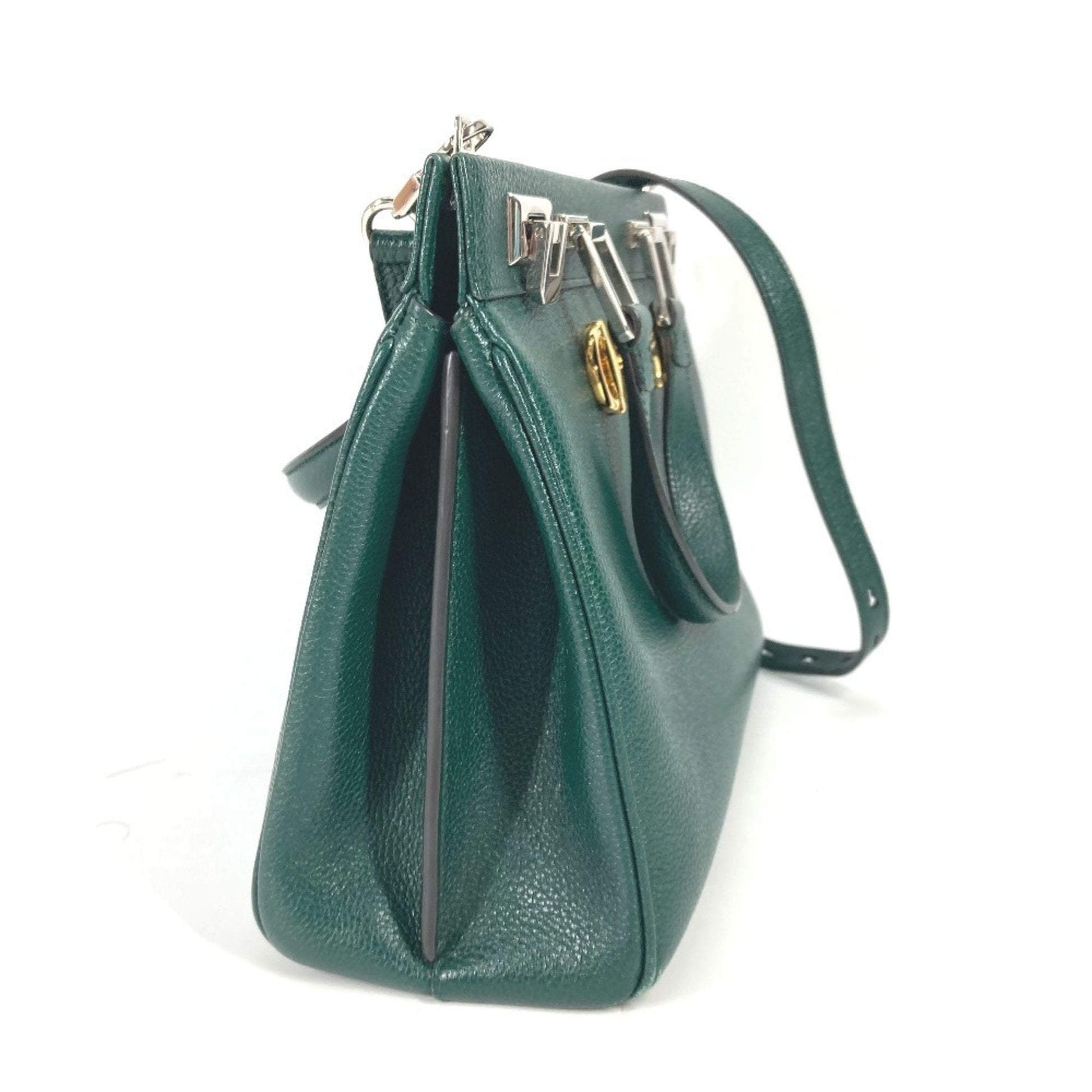 Gucci Green Leather Handbag Shoulder Bag