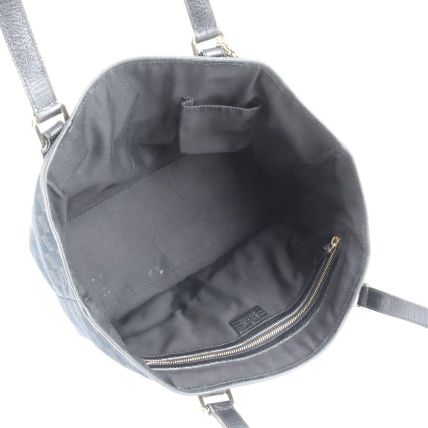 Gucci Black Leather Canvas Tote Bag