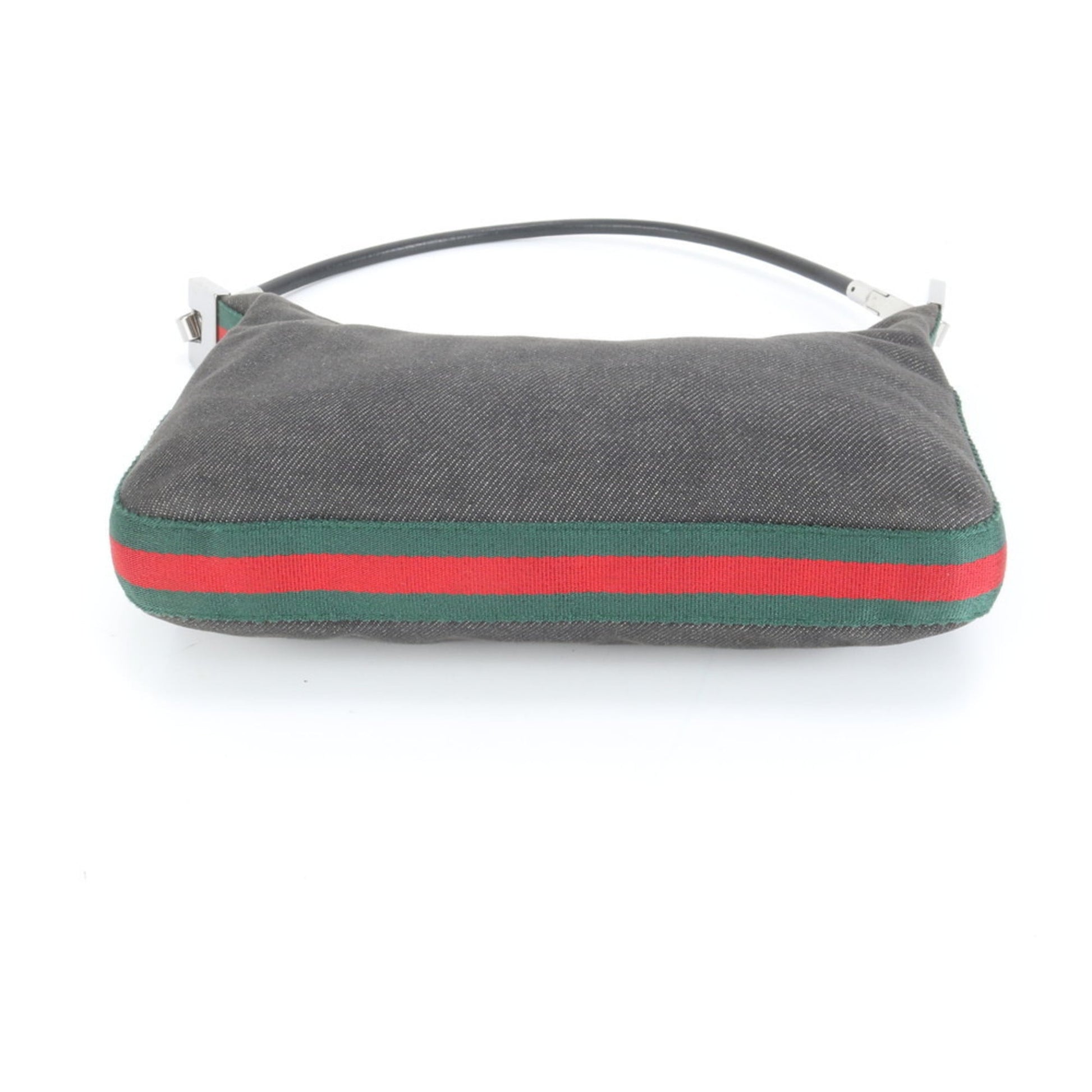 Gucci Black Leather Canvas Shoulder Bag