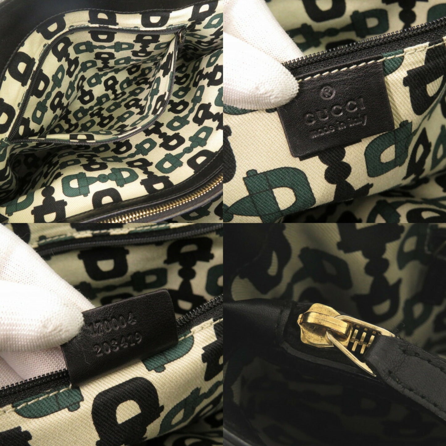 Gucci Black Leather Handbag Tote Bag