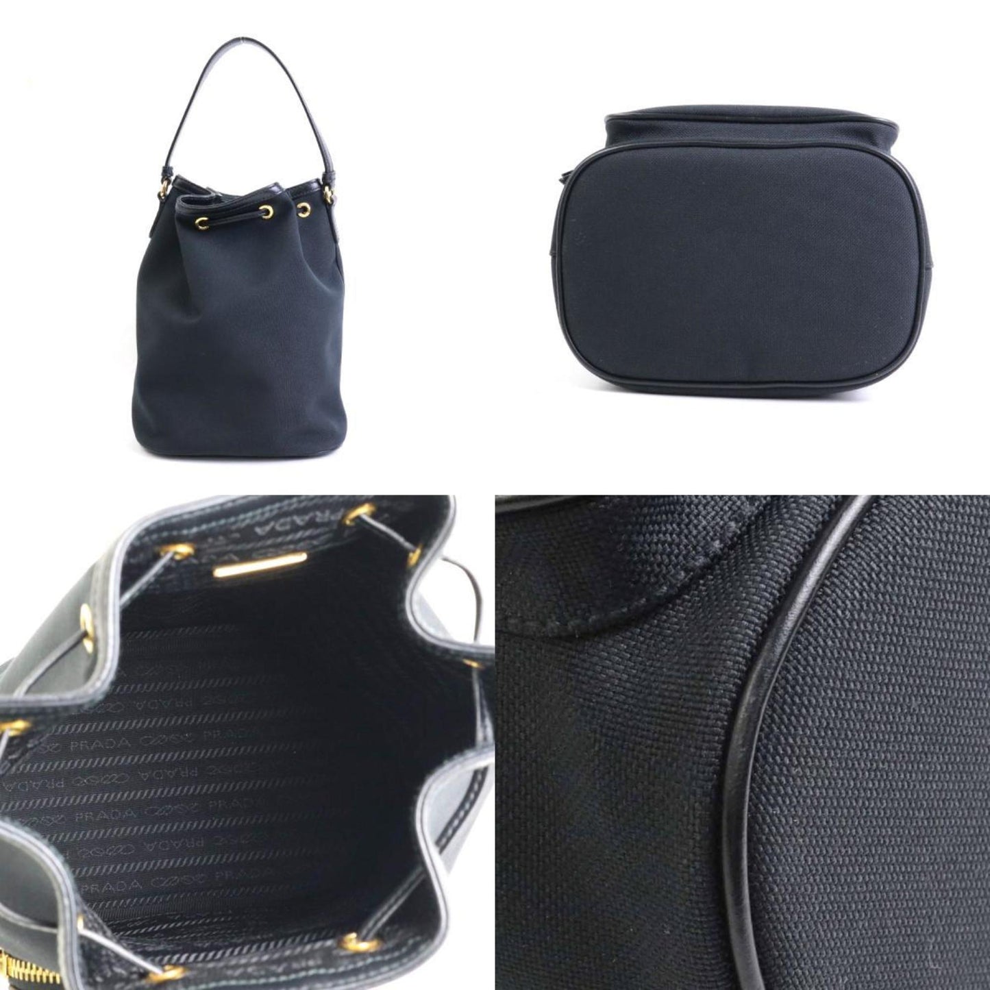 Prada Handbag Crossbody Shoulder Bag Ladies Leather Canvas Black