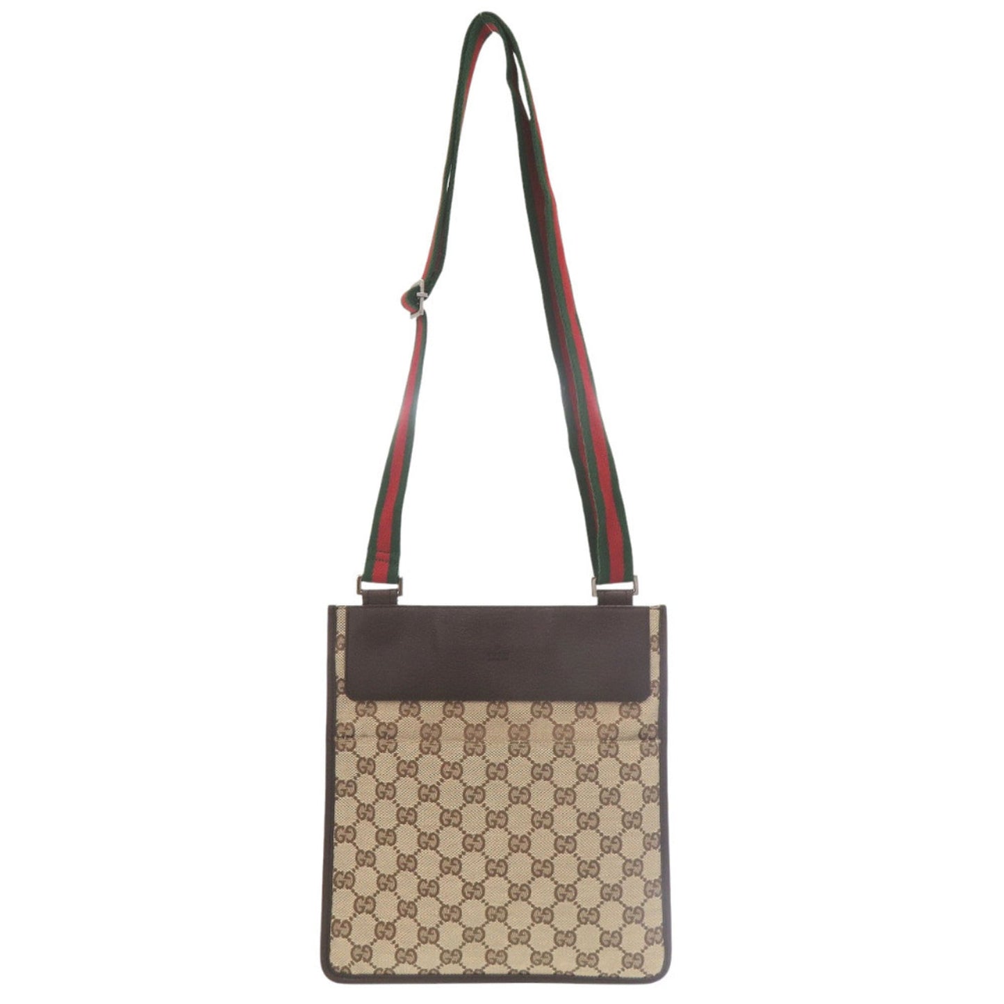 Gucci Brown Green Red Color Gg Canvas Leather Messenger Bag Sling Bag