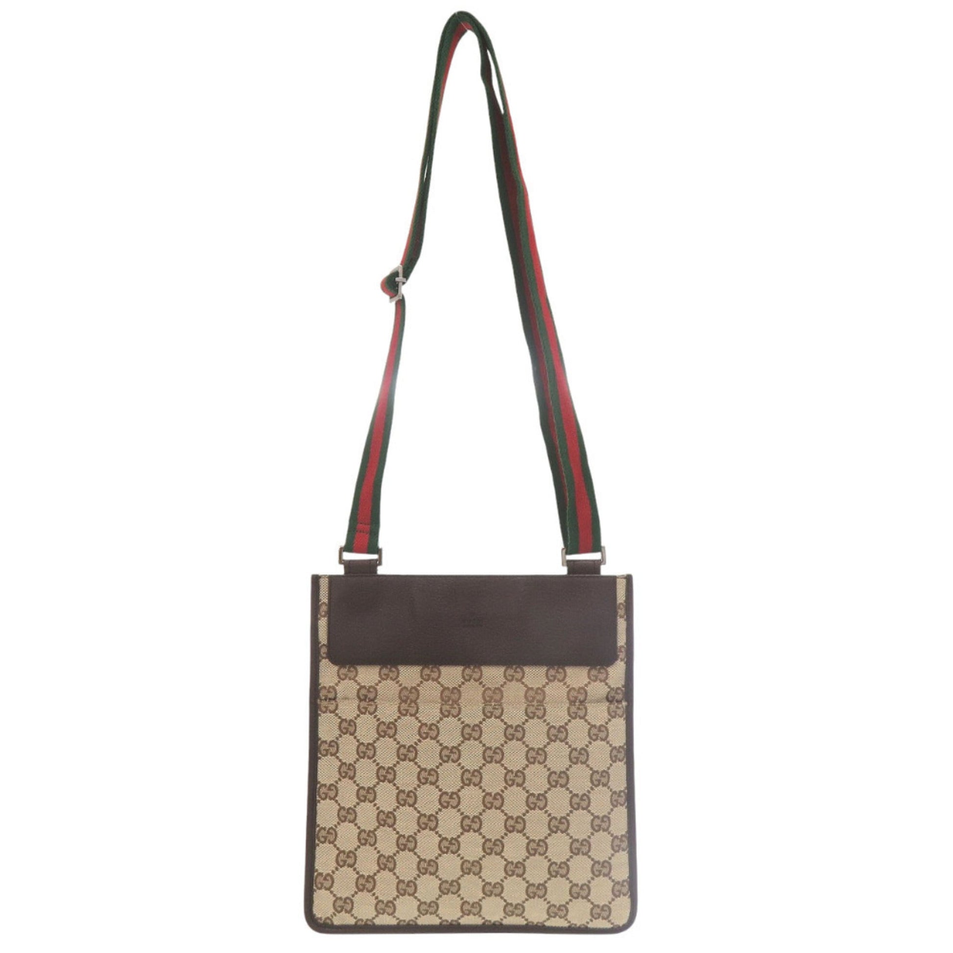 Gucci Brown Green Red Color Gg Canvas Leather Messenger Bag Sling Bag