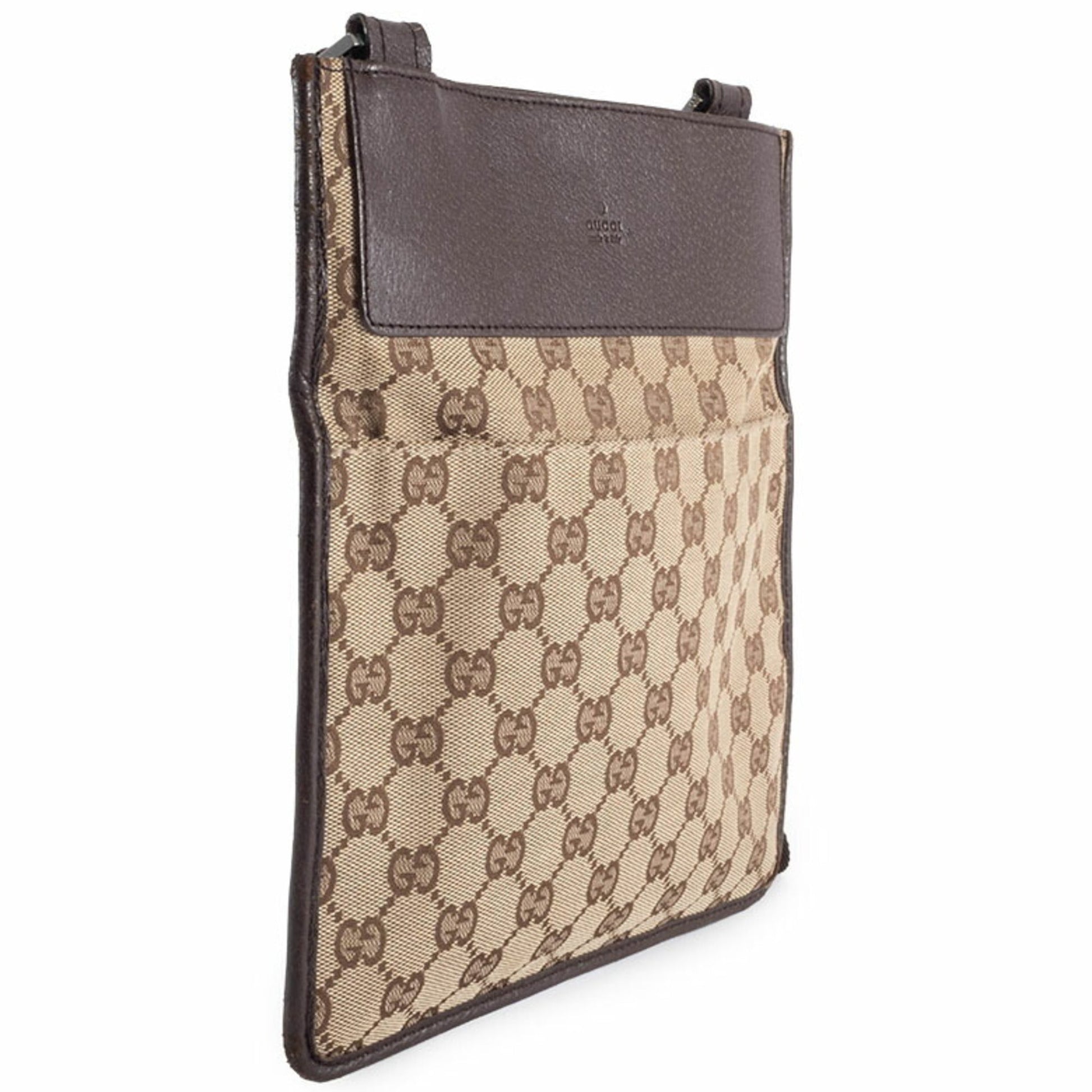 Gucci Gg Canvas Beige Brown Gg Canvas Leather Shoulder Bag