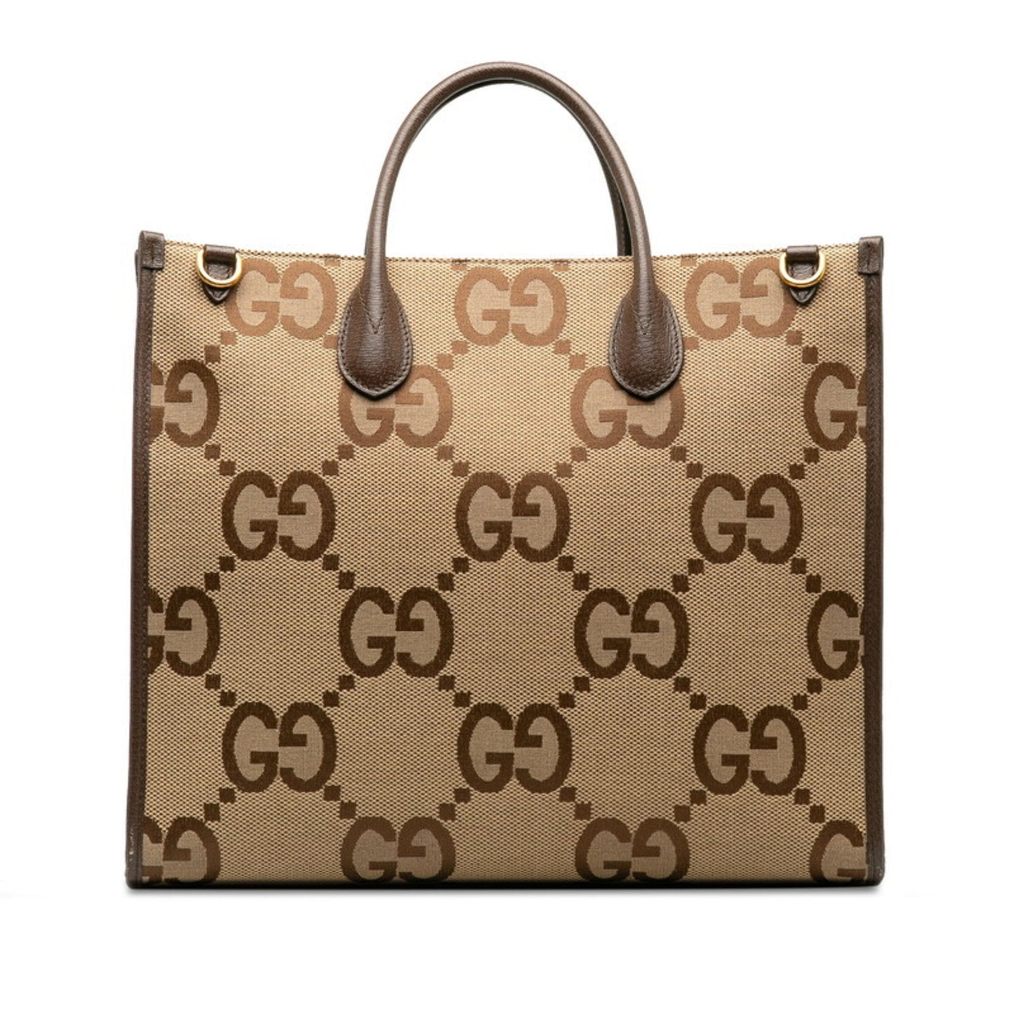 Gucci Beige Multi-Color Canvas Leather Shoulder Bag Tote Bag