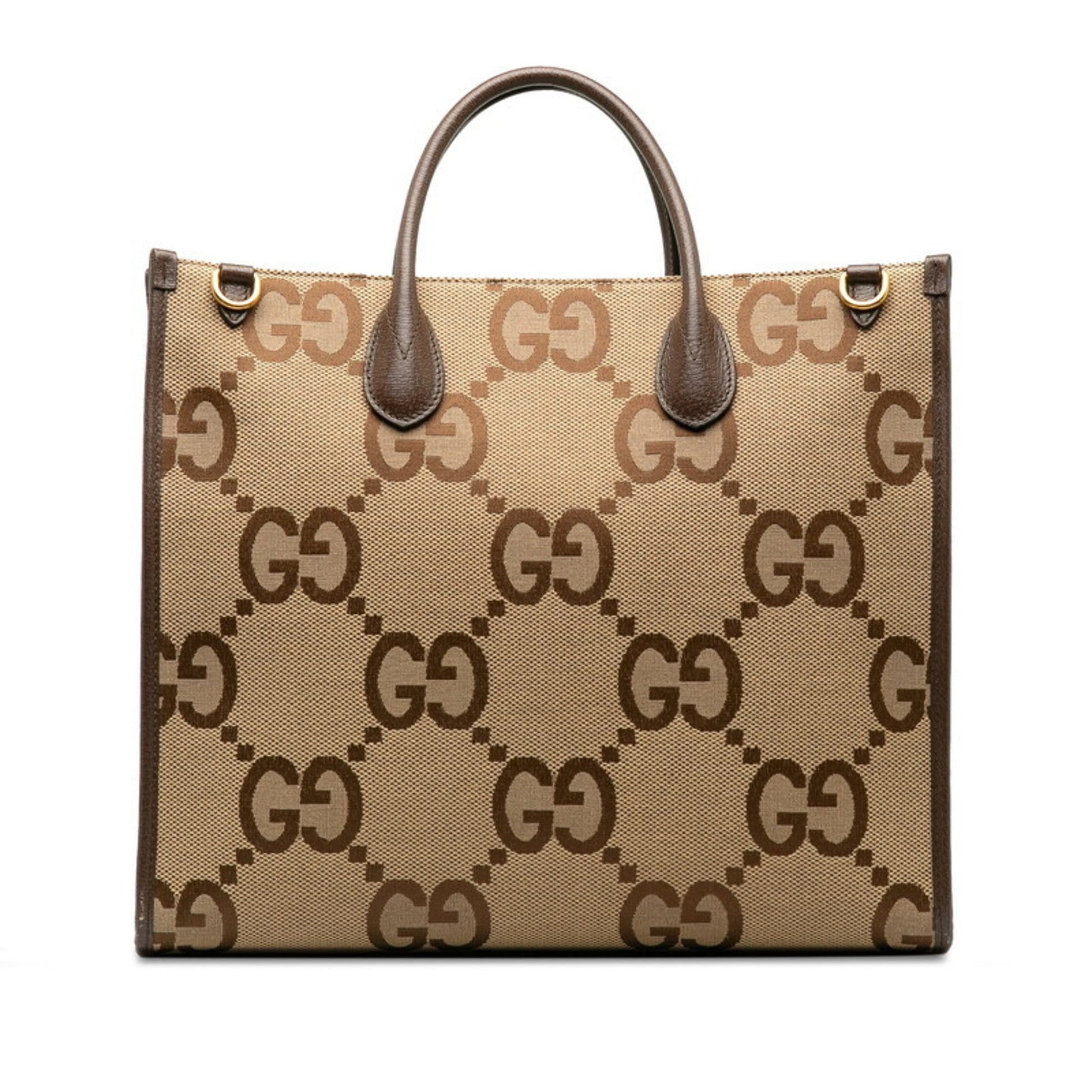 Gucci Beige Multi-Color Canvas Leather Shoulder Bag Tote Bag