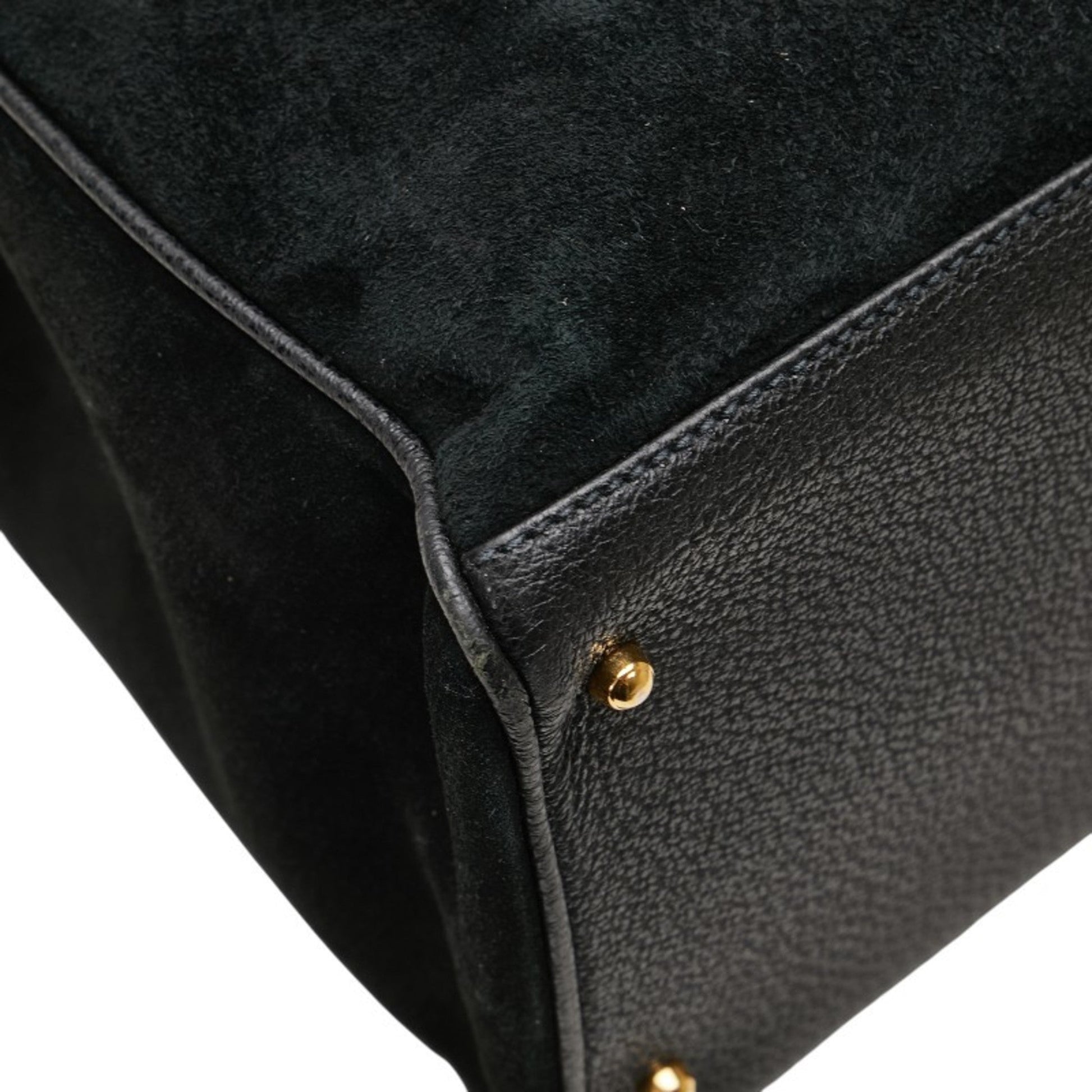 Gucci Bamboo Black Suede Leather Shoulder Bag Tote Bag