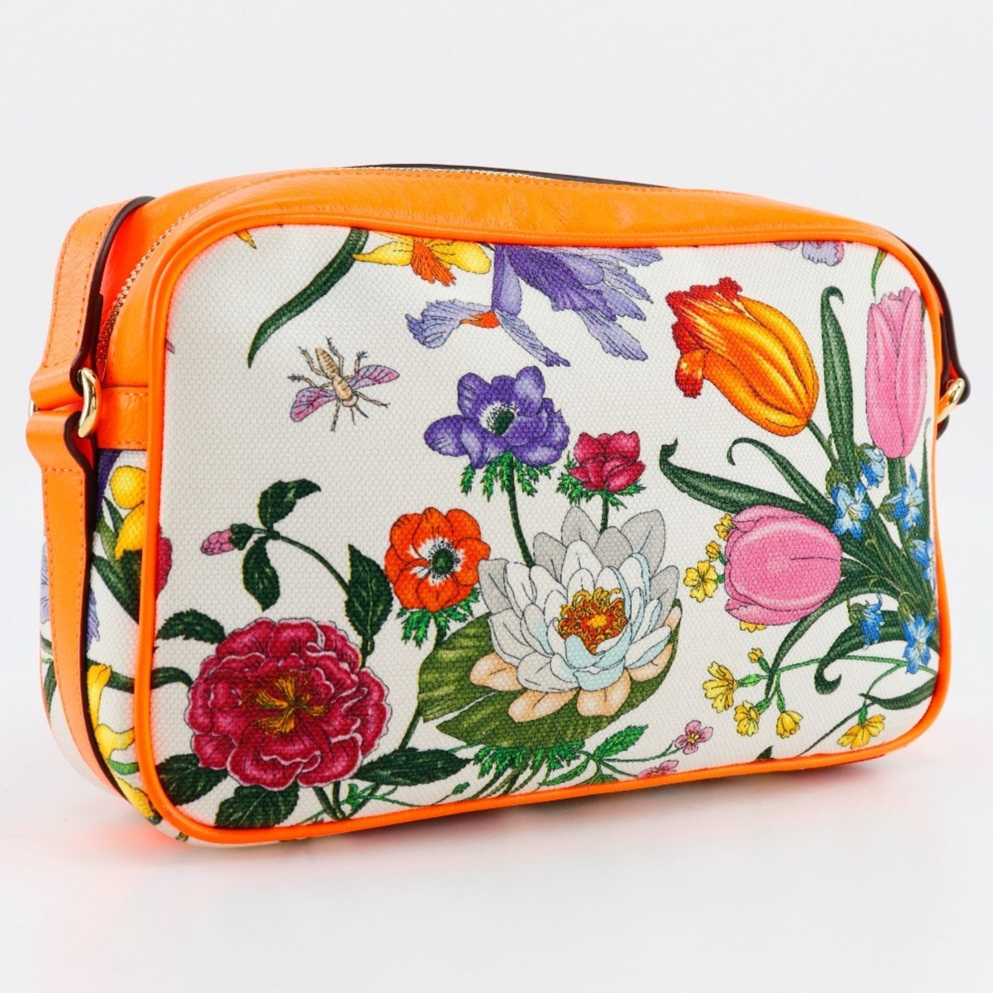 Gucci Orange Canvas Leather Shoulder Bag