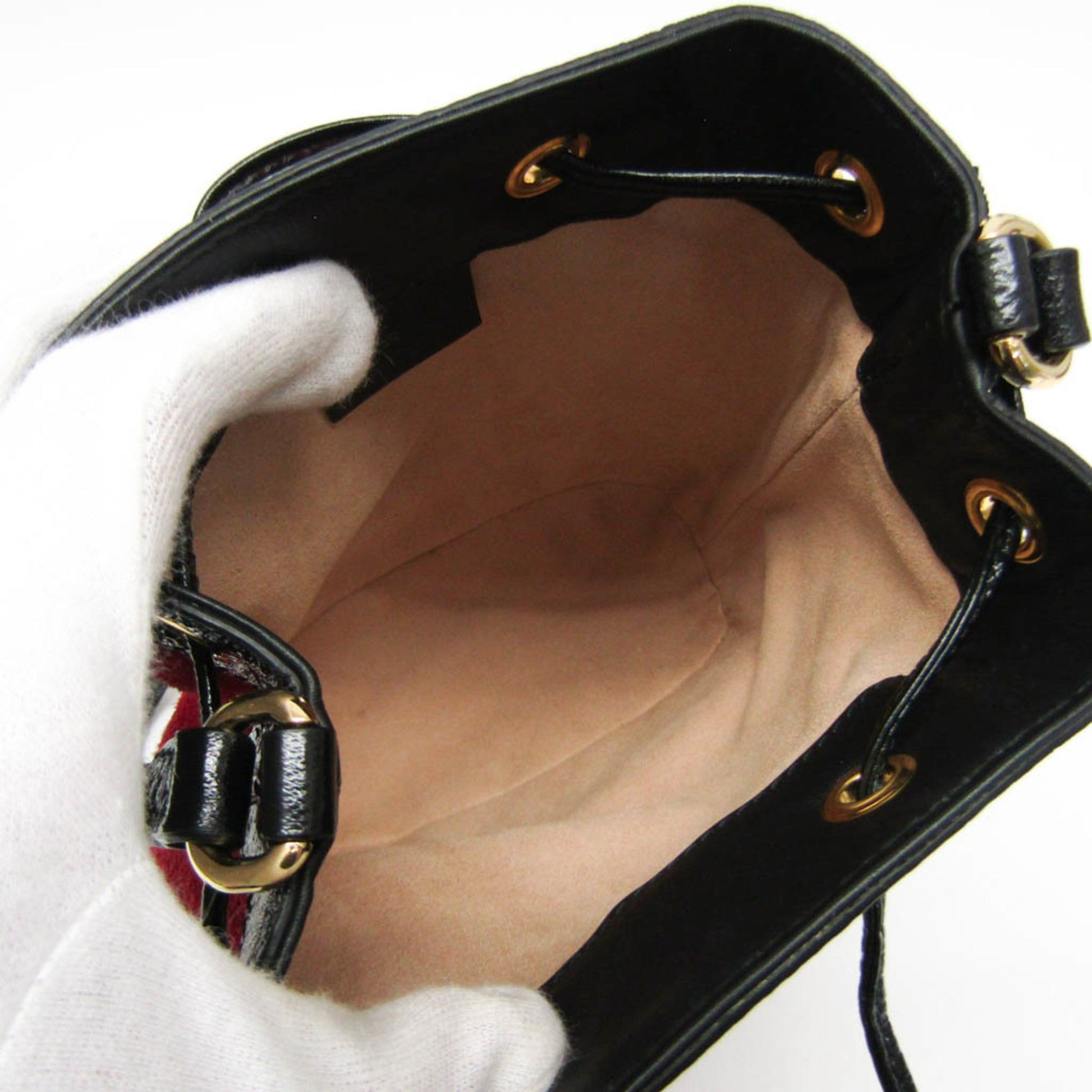 Gucci Black Navy Red Color Leather Suede Shoulder Bag