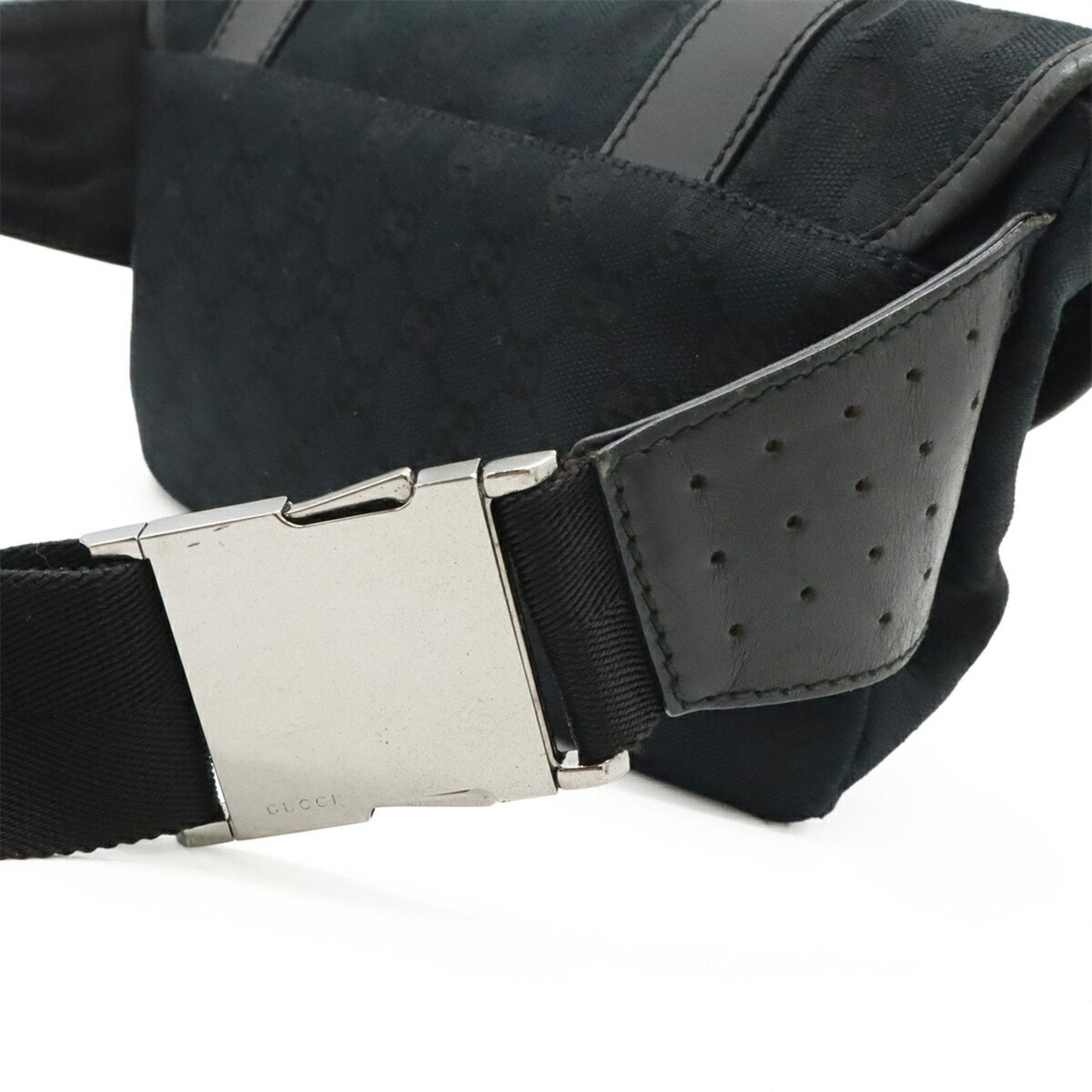 Gucci Black Gg Canvas Leather Pouch Sling Bag