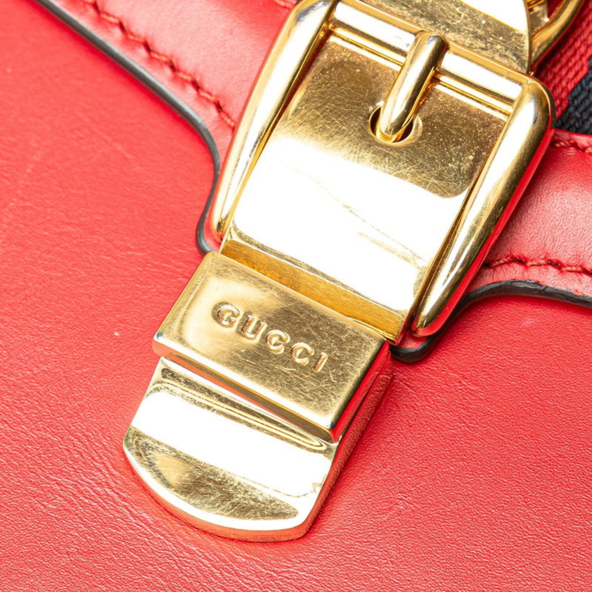 Gucci Sherry Line Red Color Leather Handbag Shoulder Bag