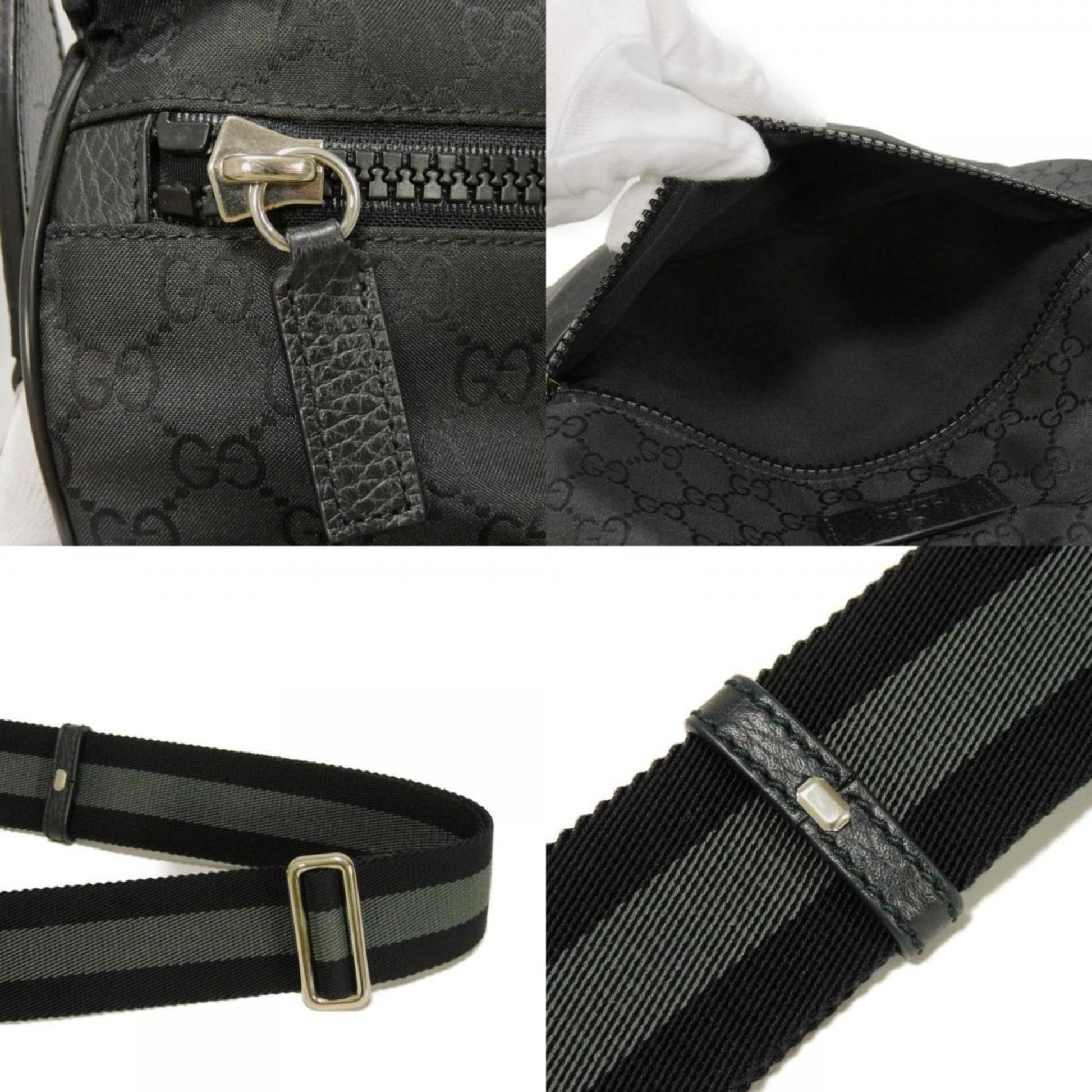 Gucci Black Nylon Gg Canvas Leather Messenger Bag Shoulder Bag