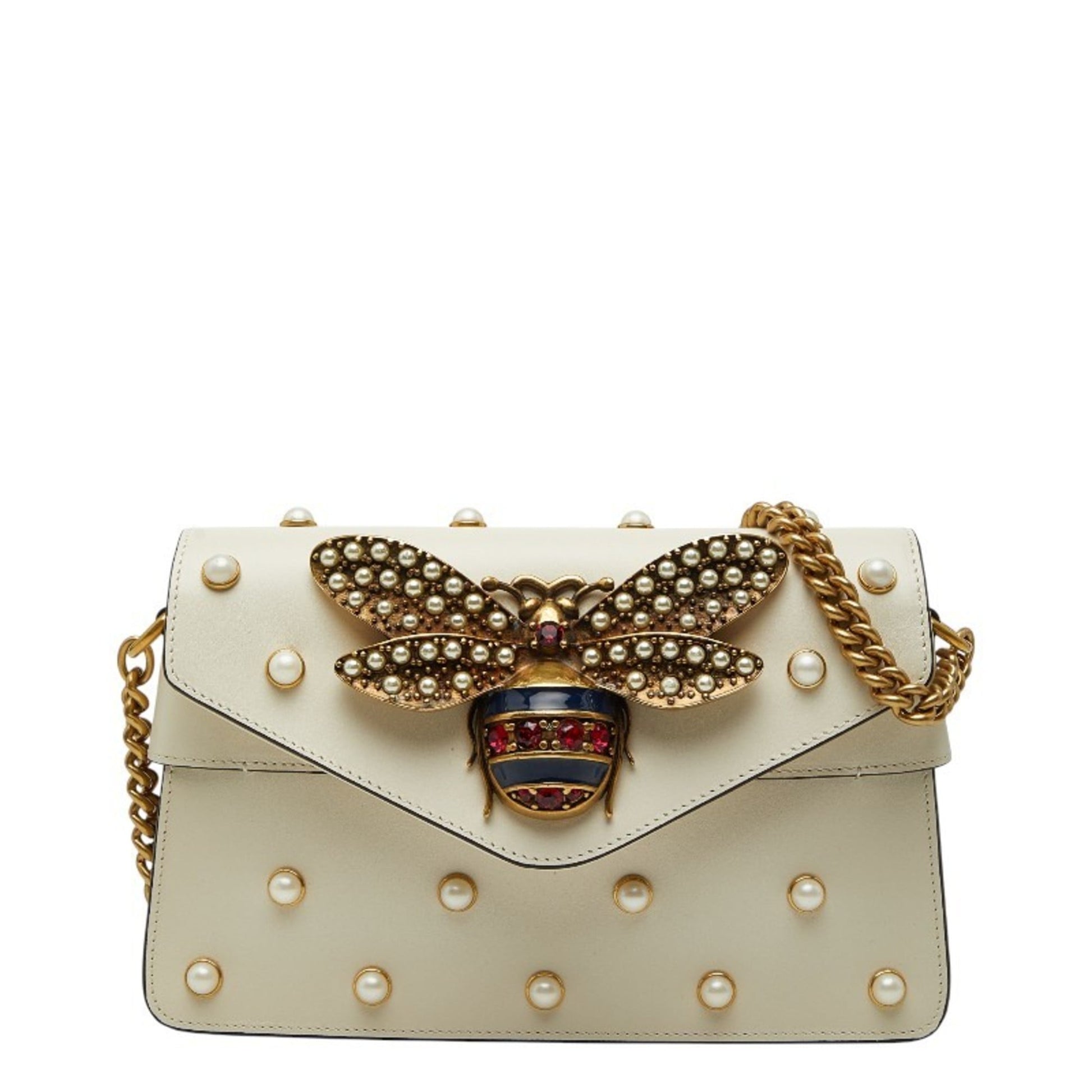 Gucci Multi-Color White Leather Handbag Shoulder Bag