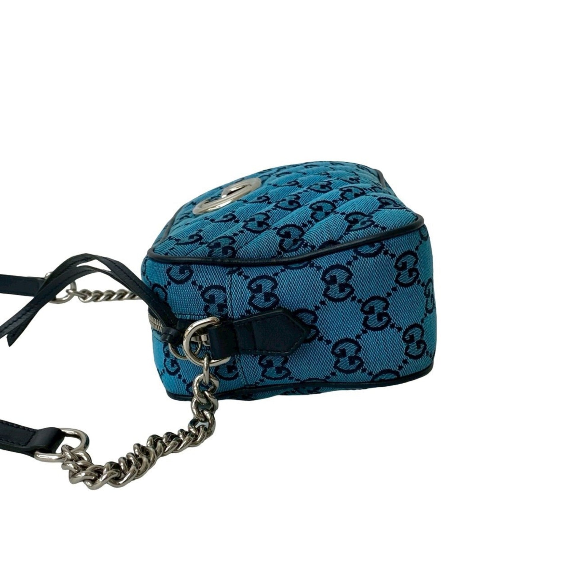 Gucci Blue Navy Canvas Leather Pochette Shoulder Bag
