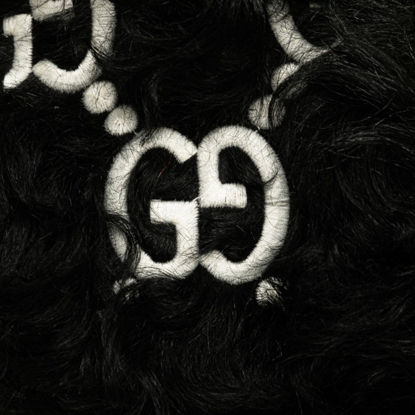 Gucci Black White Faux Fur Leather Handbag Shoulder Bag