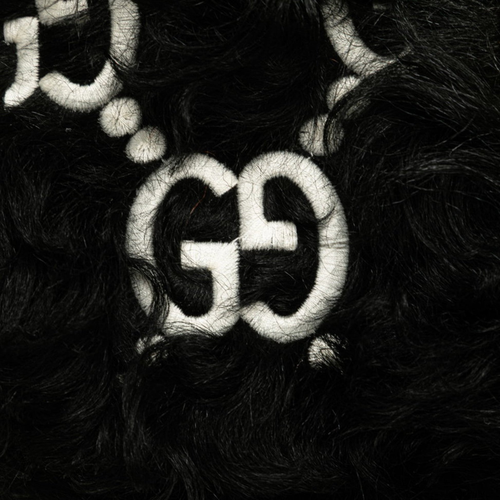 Gucci Black White Faux Fur Leather Handbag Shoulder Bag
