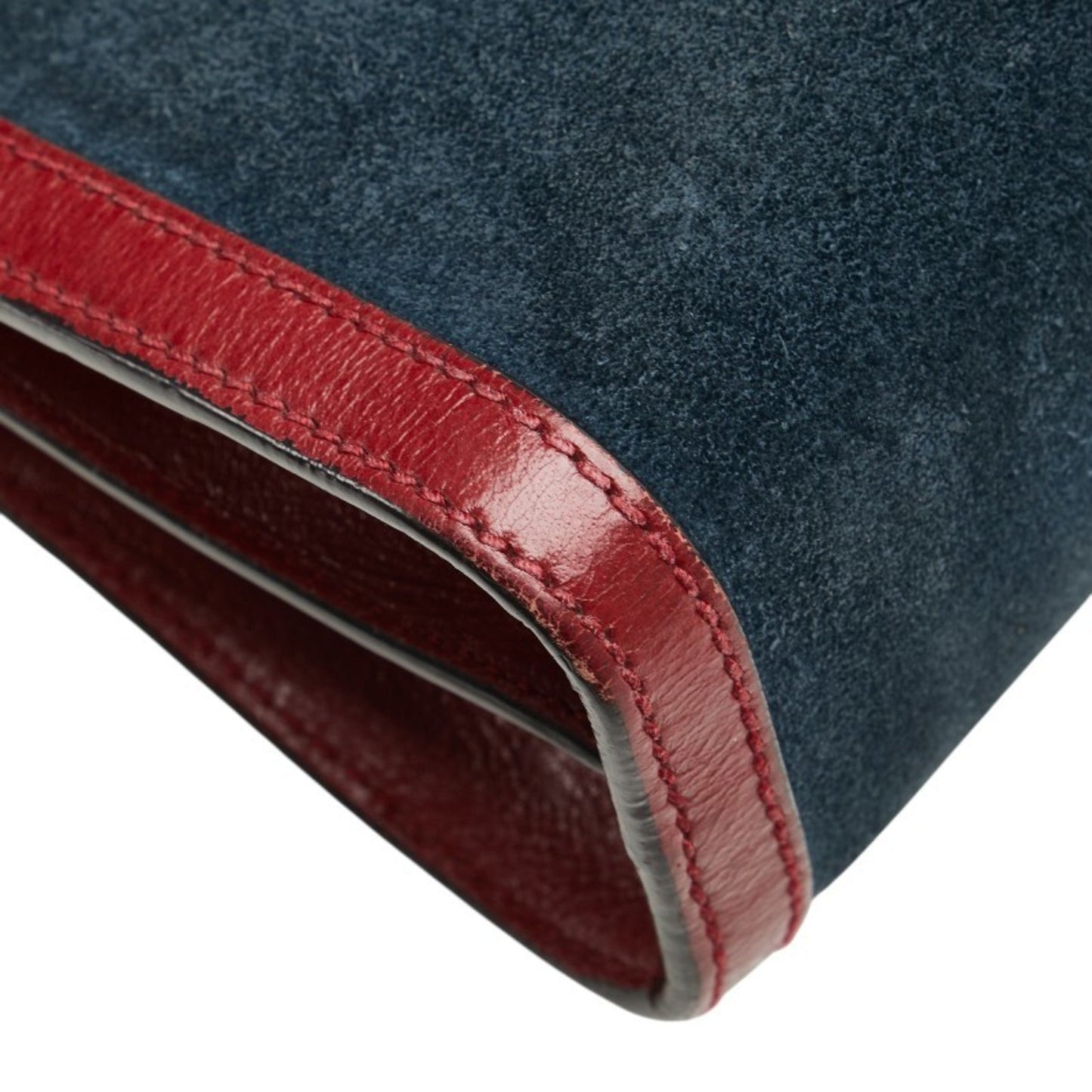 Gucci Navy Red Color Leather Suede Shoulder Bag
