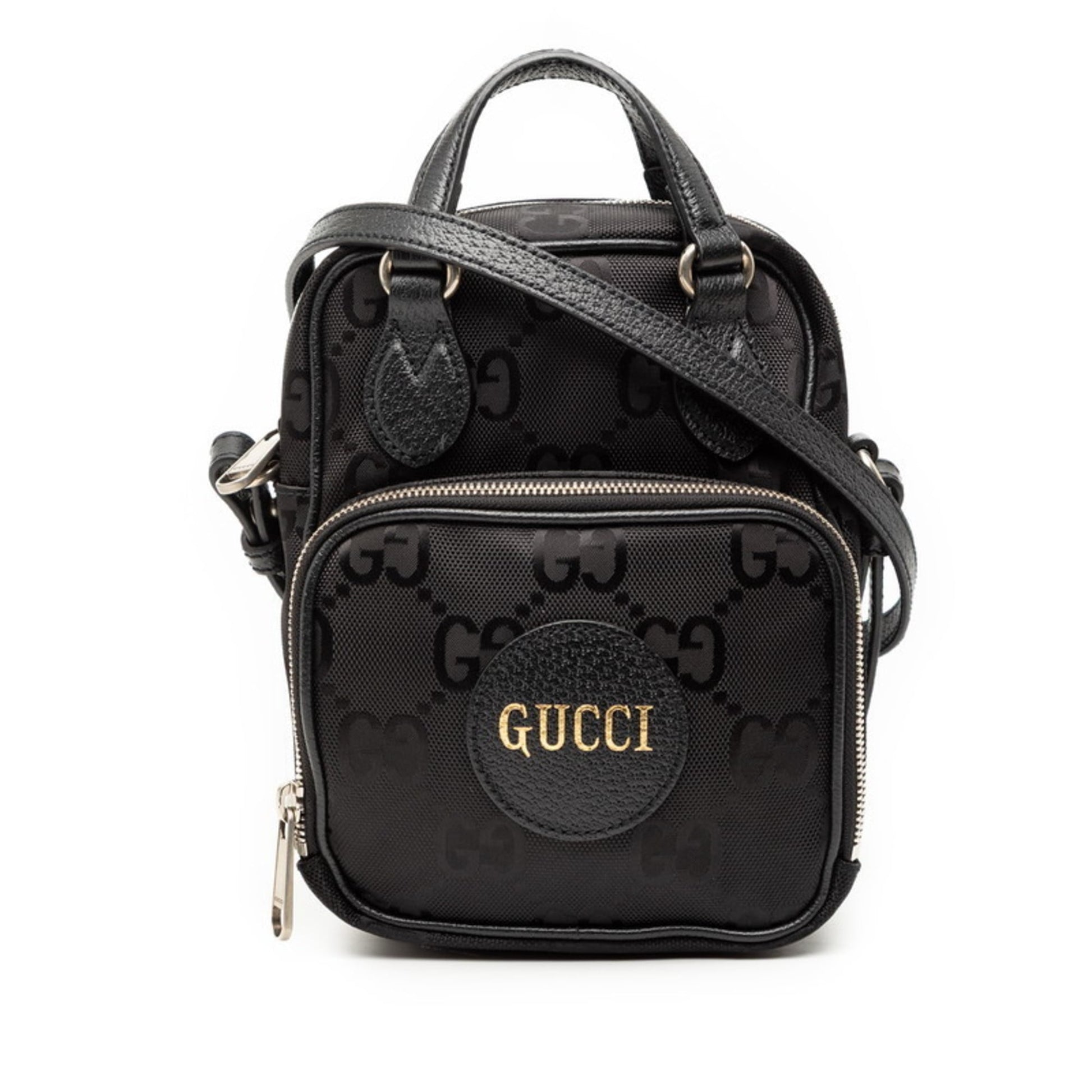 Gucci Black Nylon Leather Handbag Shoulder Bag