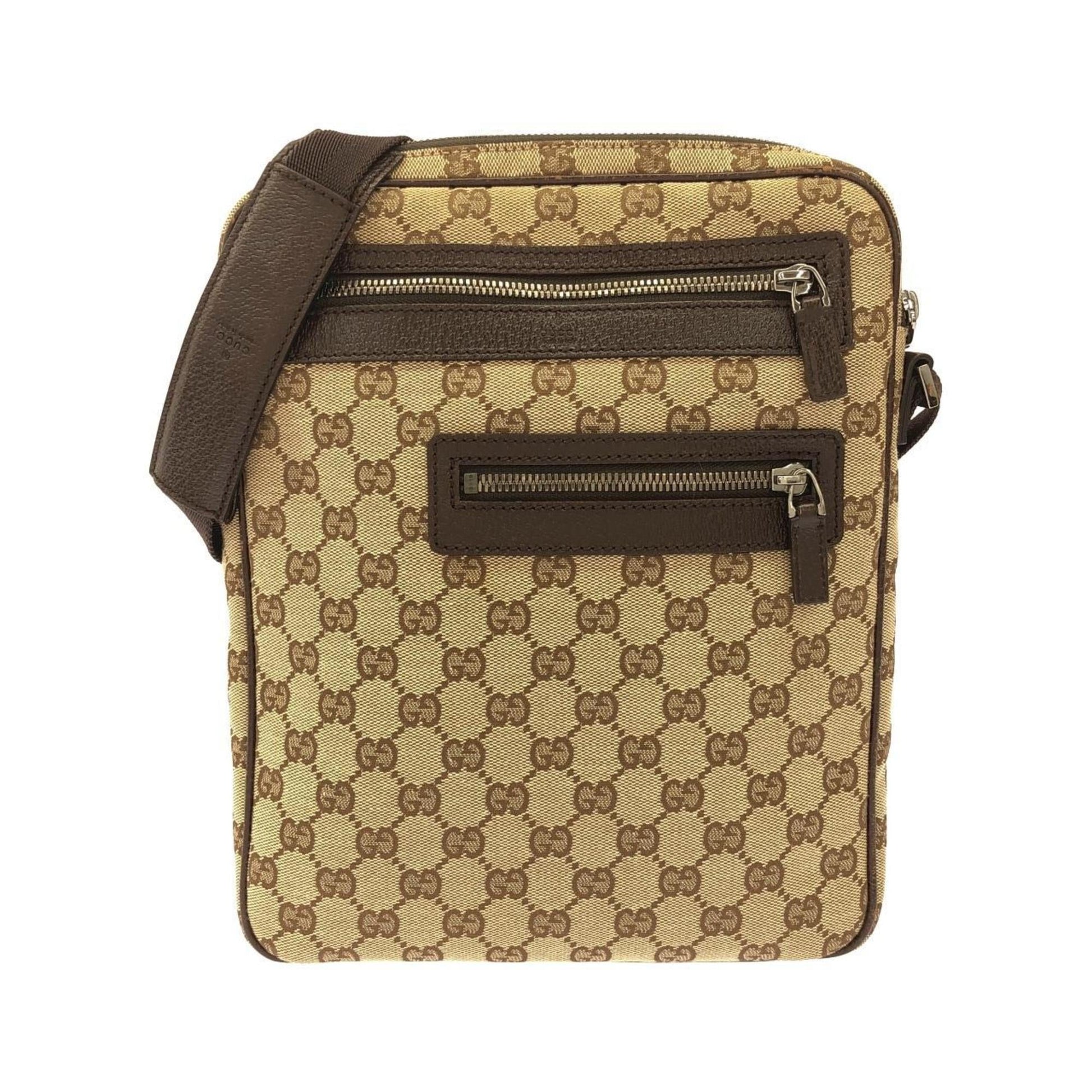 Gucci Beige Dark Brown Gg Canvas Shoulder Bag