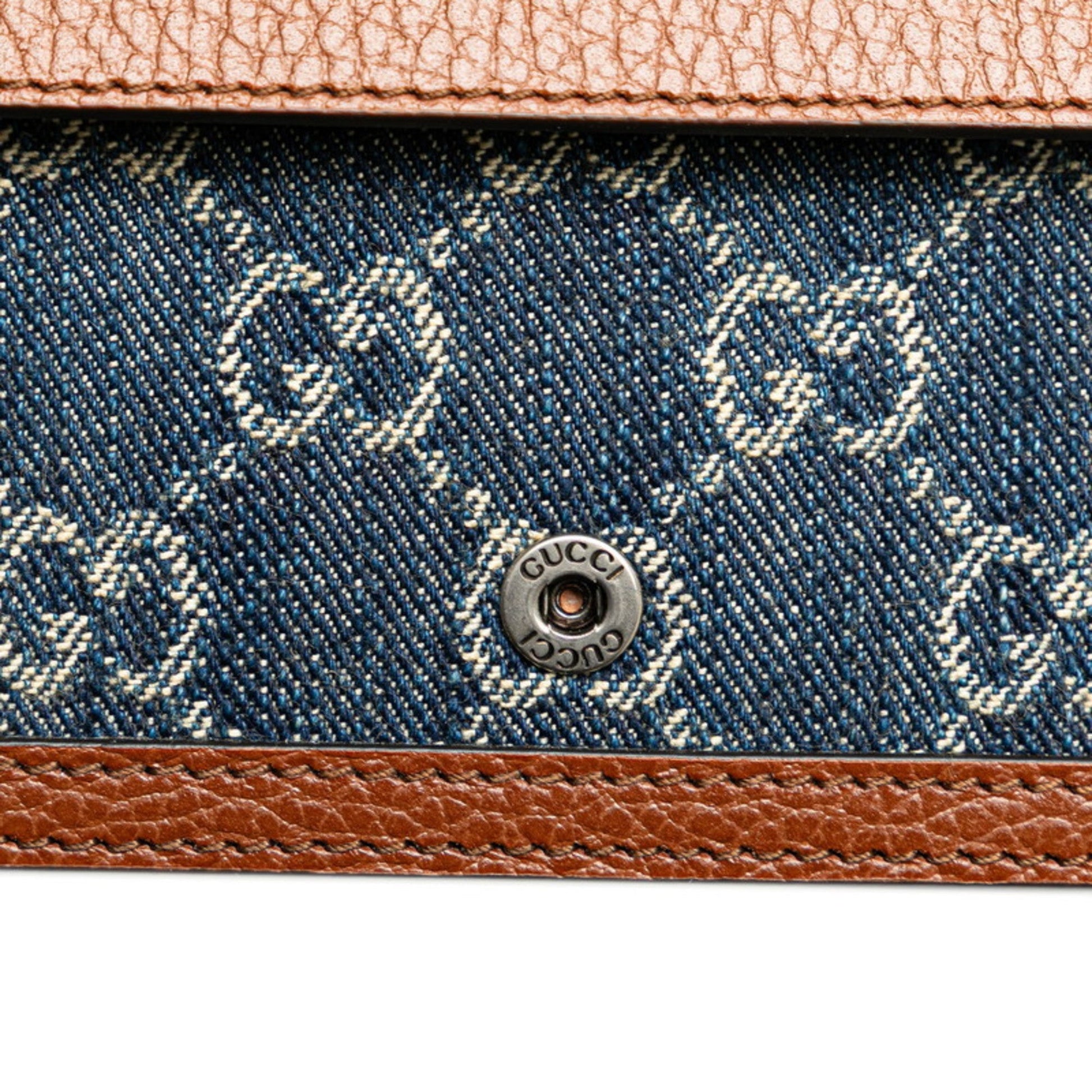 Gucci Brown Denim Leather Shoulder Bag