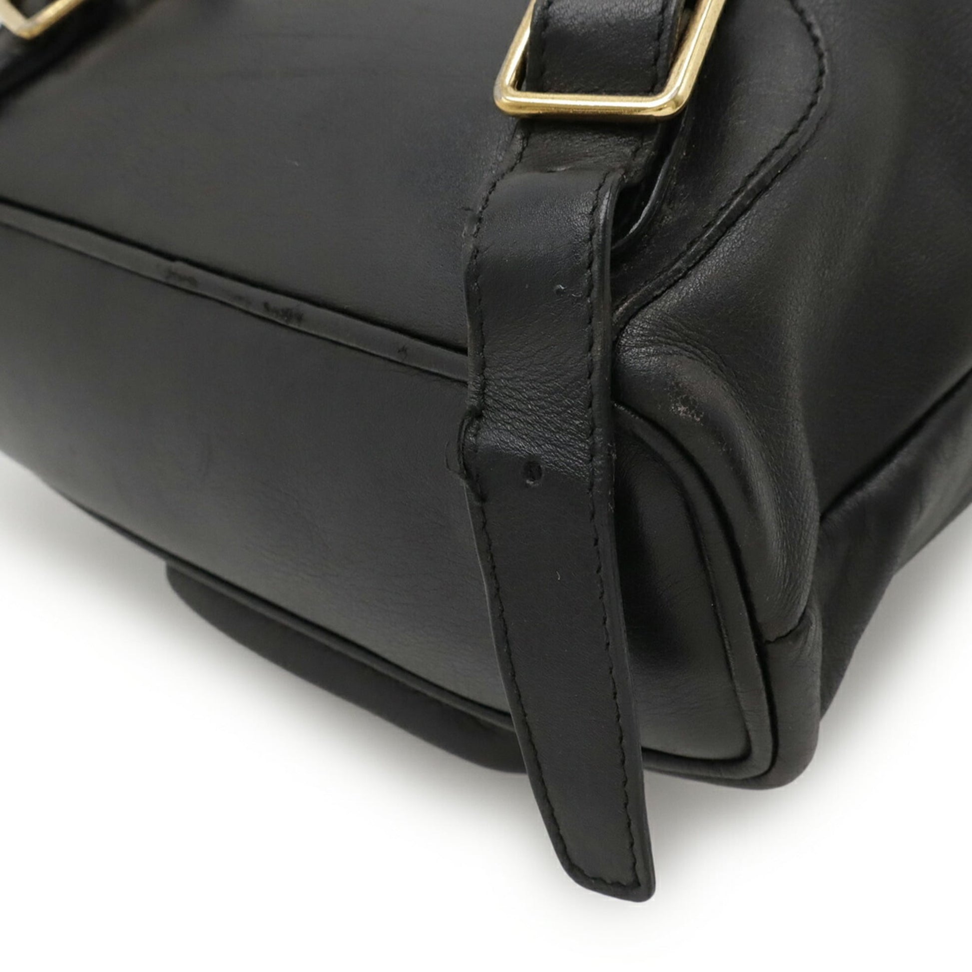 Gucci Black Bamboo Leather Backpack Shoulder Bag