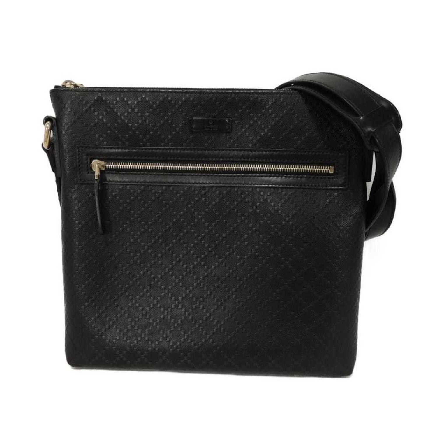 Gucci Diamante Black Leather Messenger Bag Shoulder Bag