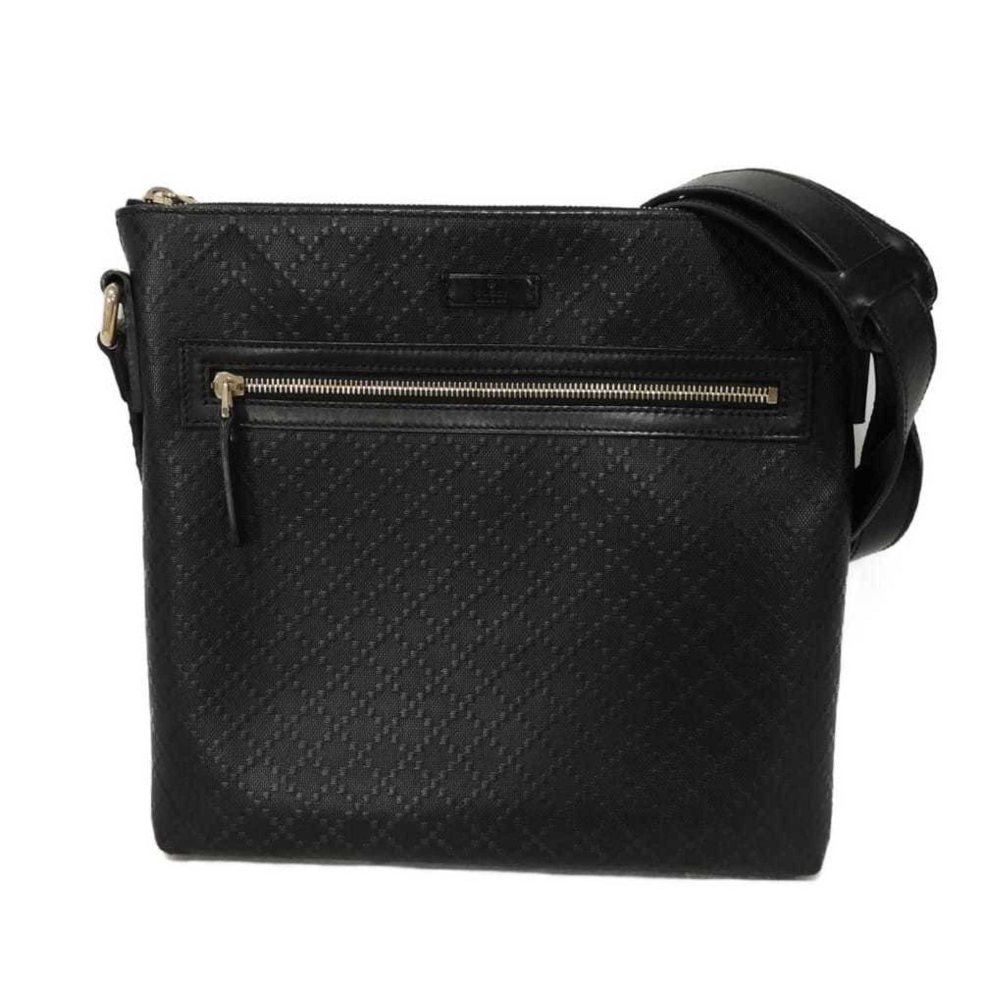 Gucci Diamante Black Leather Messenger Bag Shoulder Bag