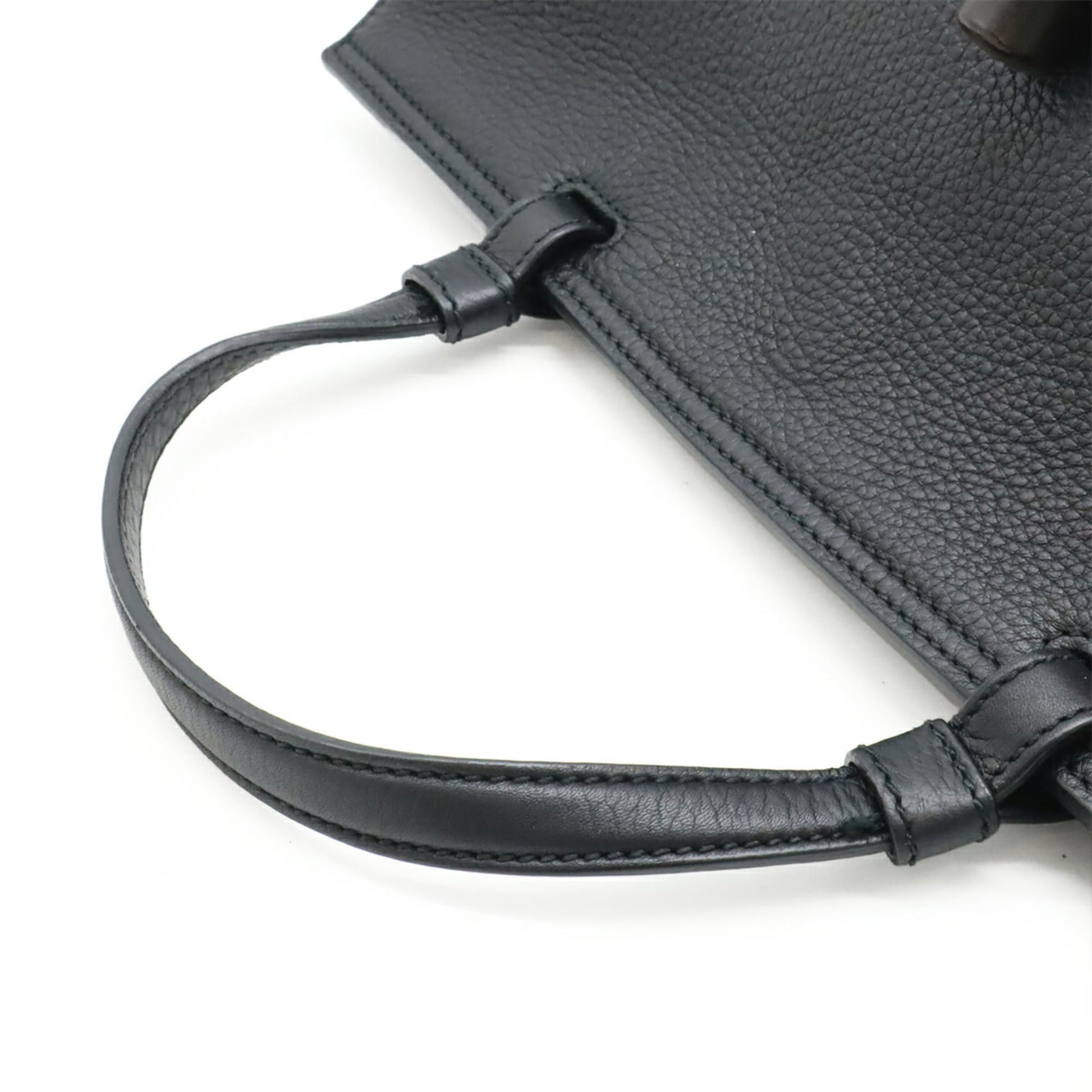 Gucci Black Bamboo Leather Handbag Shoulder Bag