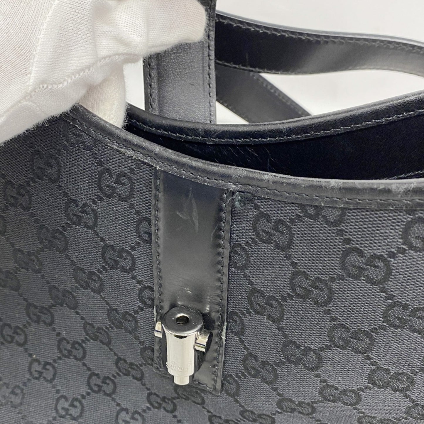 Gucci Black Gg Canvas Shoulder Bag