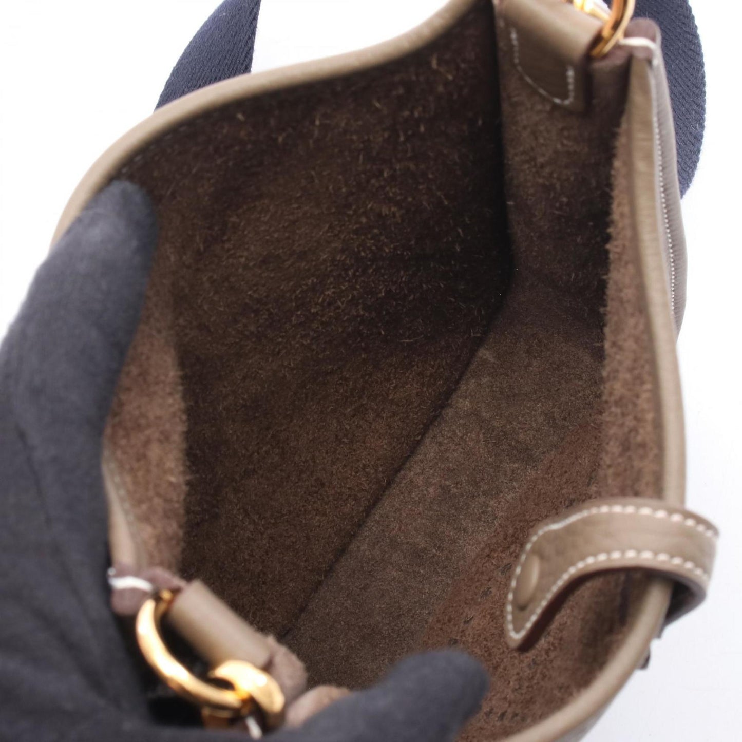 Hermes Taurillon Clemence Shoulder Bag Leather Brown