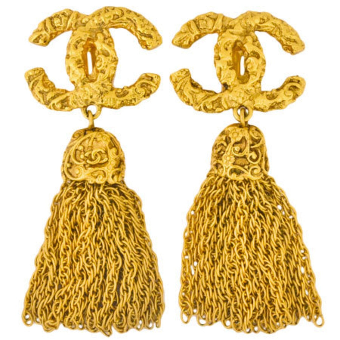 Chanel here mark earrings gold metal 93A