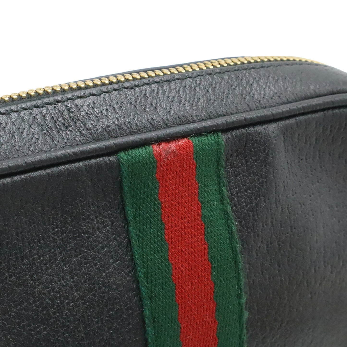 Gucci Black Green Red Color Leather Pochette Shoulder Bag
