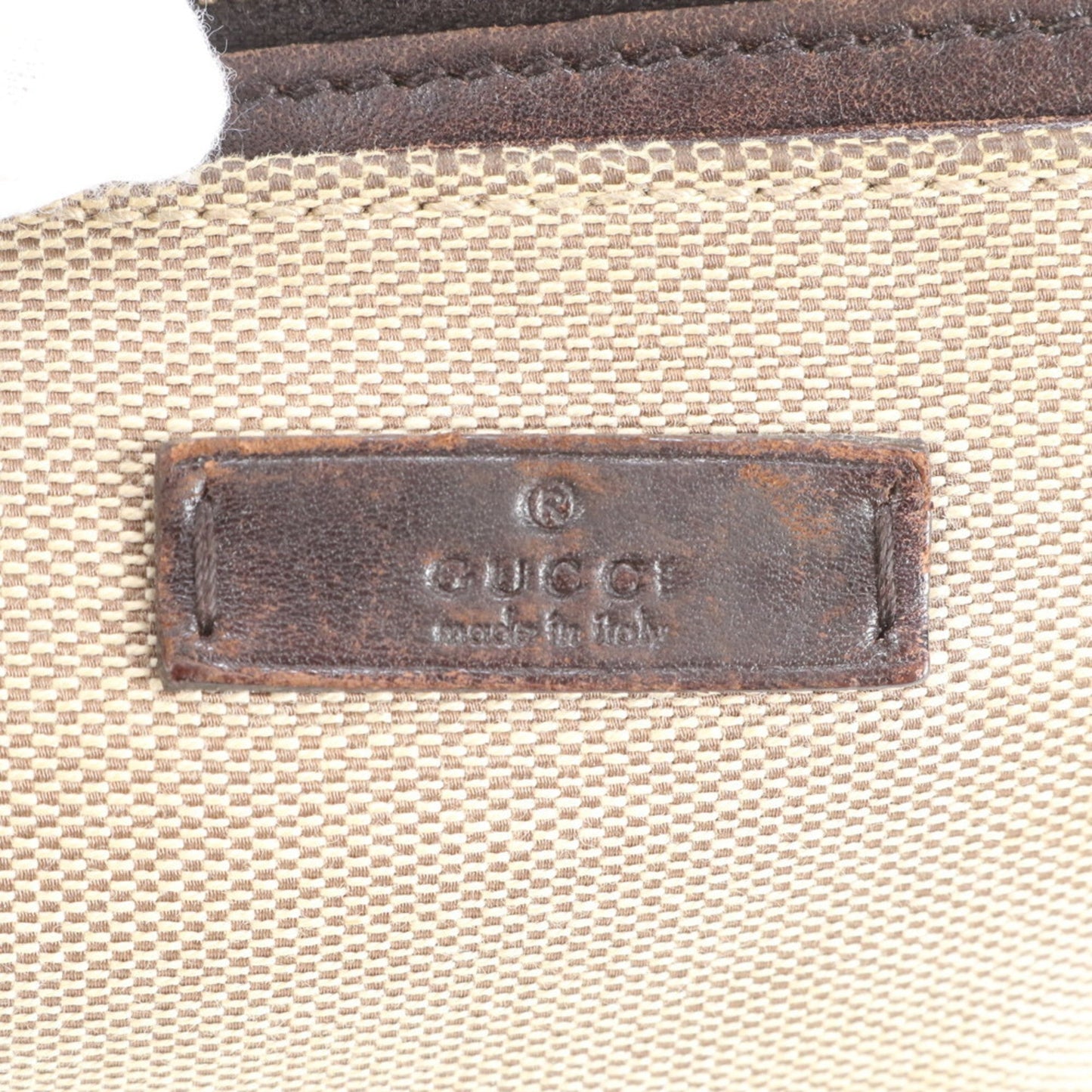 Gucci Beige Leather Canvas Handbag