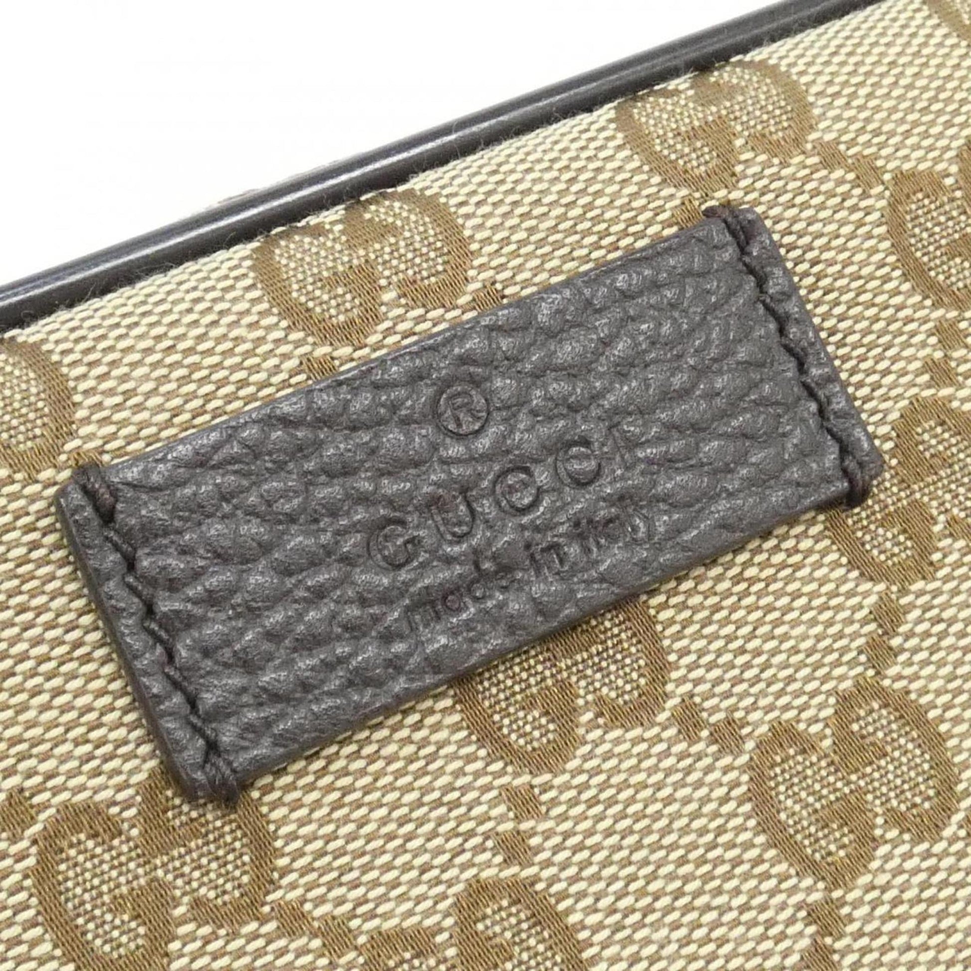 Gucci Beige Brown Gg Canvas Leather Fanny Pack