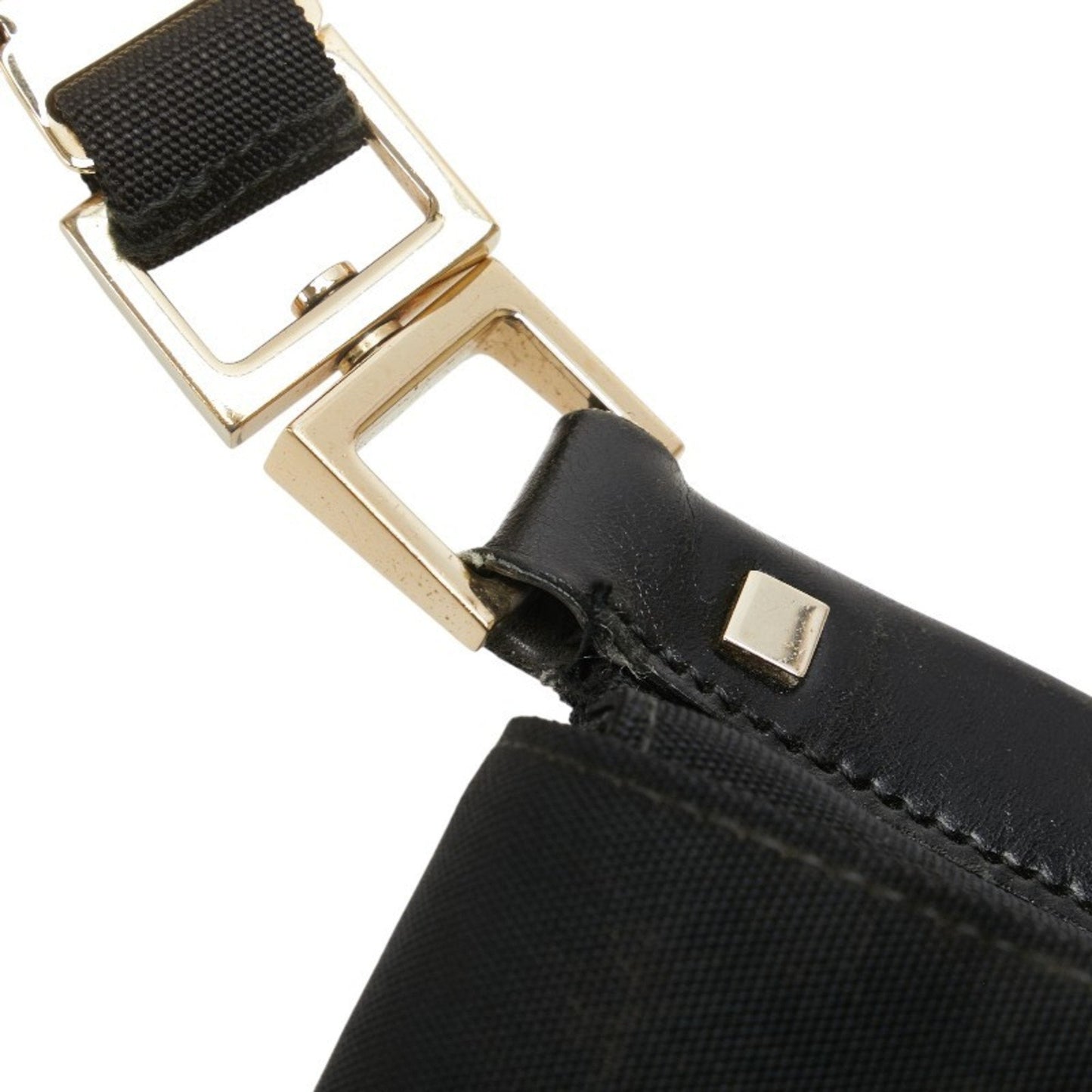 Gucci Black Leather Nylon Canvas Shoulder Bag