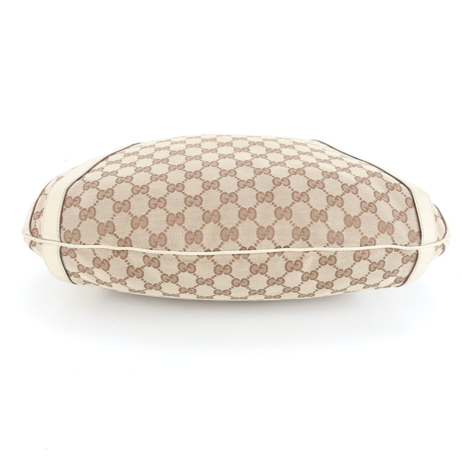 Gucci Brown White Leather Canvas Shoulder Bag